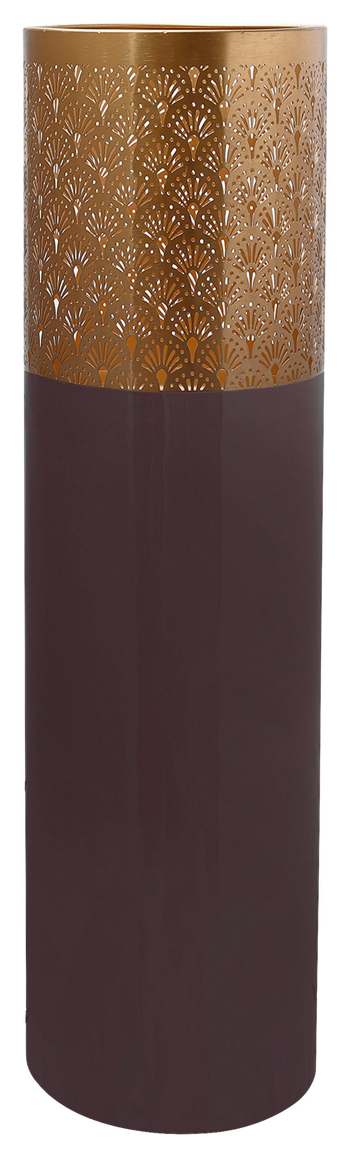 BODENVASE ART DECO 1115 - Lila/Goldfarben, Trend, Metall (25/90cm) - Kayoom