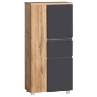 Midischrank Varese ca. 65x130 cm Grau/Eiche - Eiche Wotan/Silberfarben, MODERN, Holzwerkstoff/Kunststoff (65/130/35cm) - Held