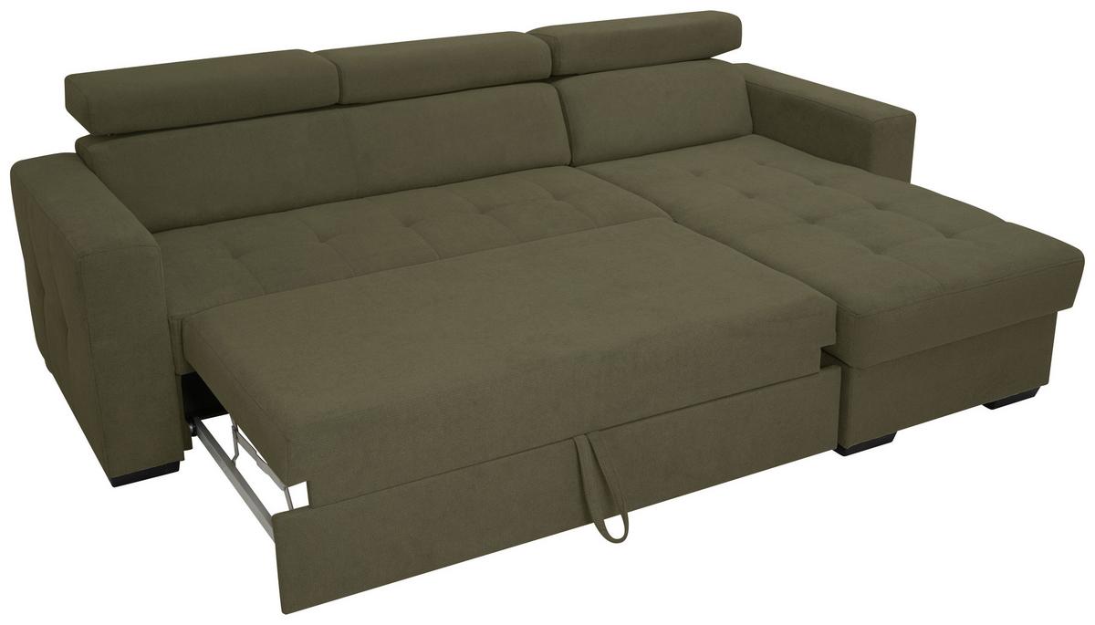 Kutna Garnitura Marco - maslinasto zelena/crna, Konvencionalno, drvni materijal/drvo (238/78-94/170cm) - Modern Living