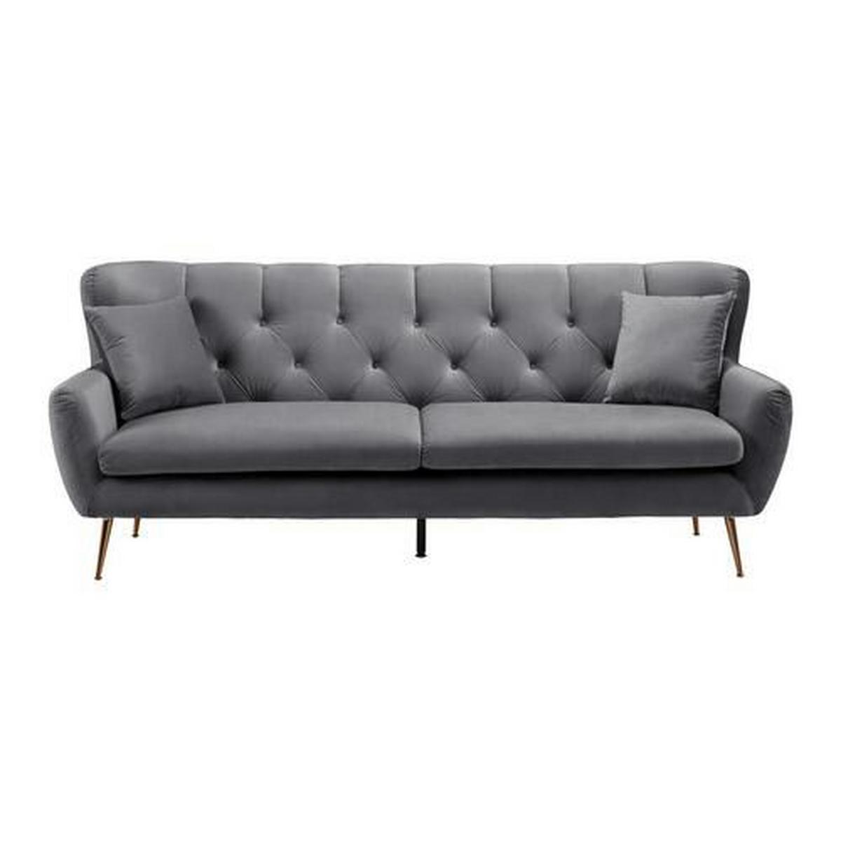 Bigsofa Liliana Dunkelgrau Samt - Dunkelgrau/Roségold, MODERN, Holz/Textil (227/95/93cm) - Bessagi Home