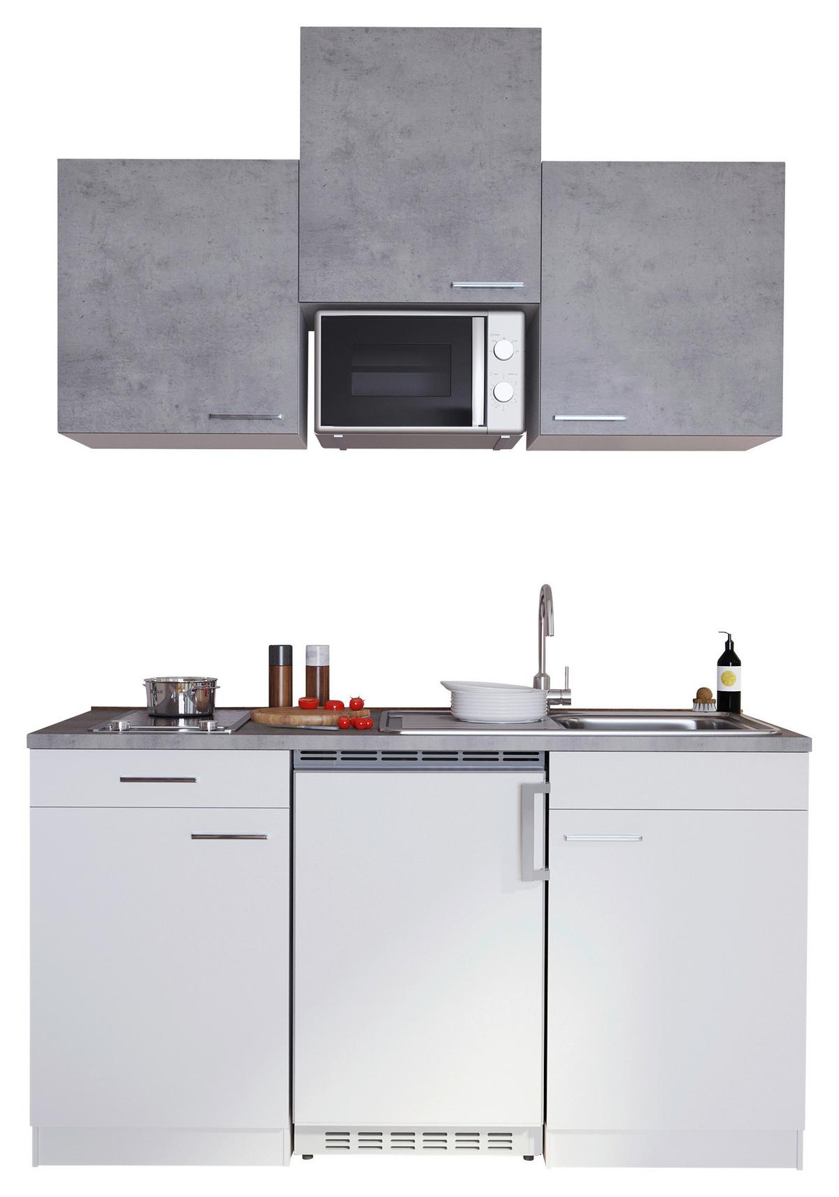 Majhna Kuhinja Z Aparati Economy, Bela, Siva - siva/bela, Konvencionalno, umetna masa/leseni material (150cm) - Respekta