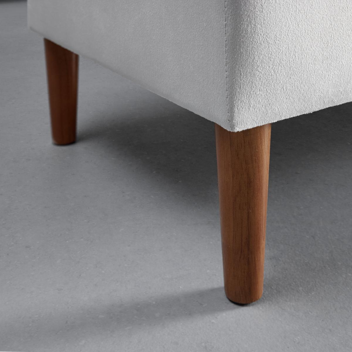 Hockerbank Jessy Hellgrau Samt Gepolstert mit Stauraum - Buchefarben/Hellgrau, MODERN, Holz/Textil (150/50/55cm) - Bessagi Home