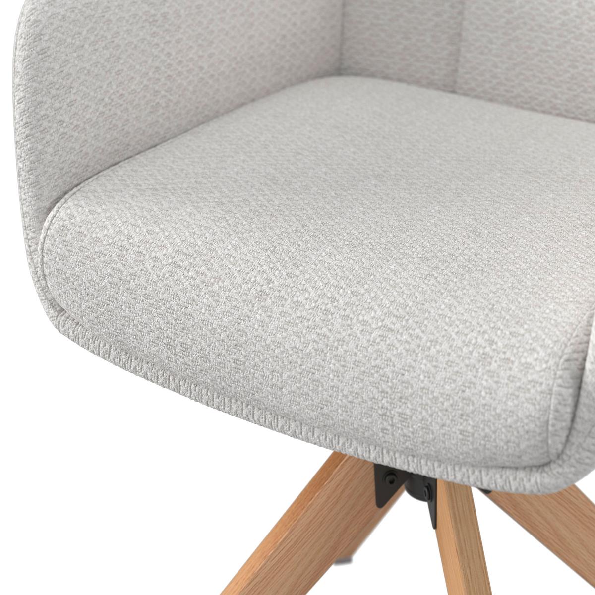 Armlehnstuhl Mailo Hellgrau Webstoff Drehbar Gepolstert - Hellgrau/Naturfarben, MODERN, Holz/Textil (56/92/62cm) - Bessagi Home