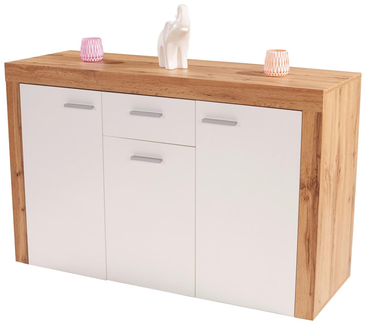 Comodă Focus - alb/culoare lemn stejar, Modern, material pe bază de lemn (133,9/79/39cm) - Modern Living