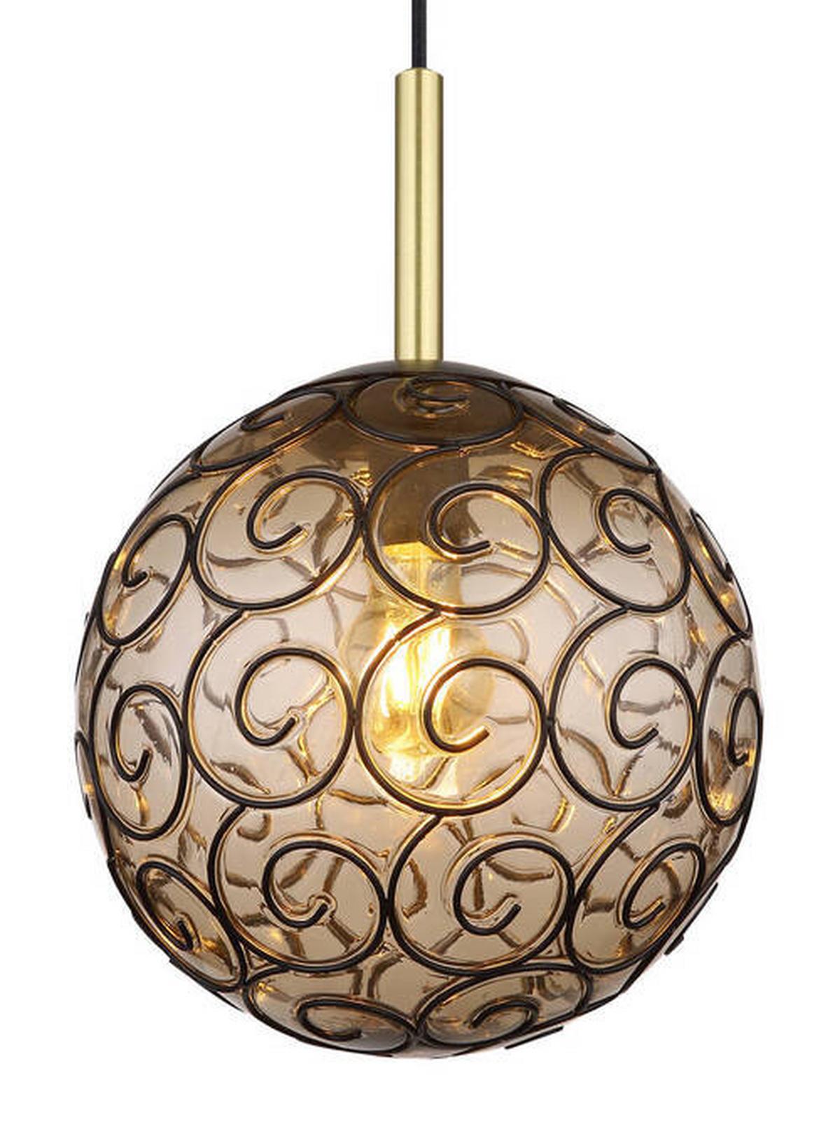 Viseča Svetilka 15659h - zlate barve/siva, Konvencionalno, kovina/umetna masa (25/120cm) - Globo