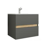 Badezimmer Cosila - Honigeiche/Weiss, Trend, Keramik/Holzwerkstoff (61/51/47cm) - MID.YOU