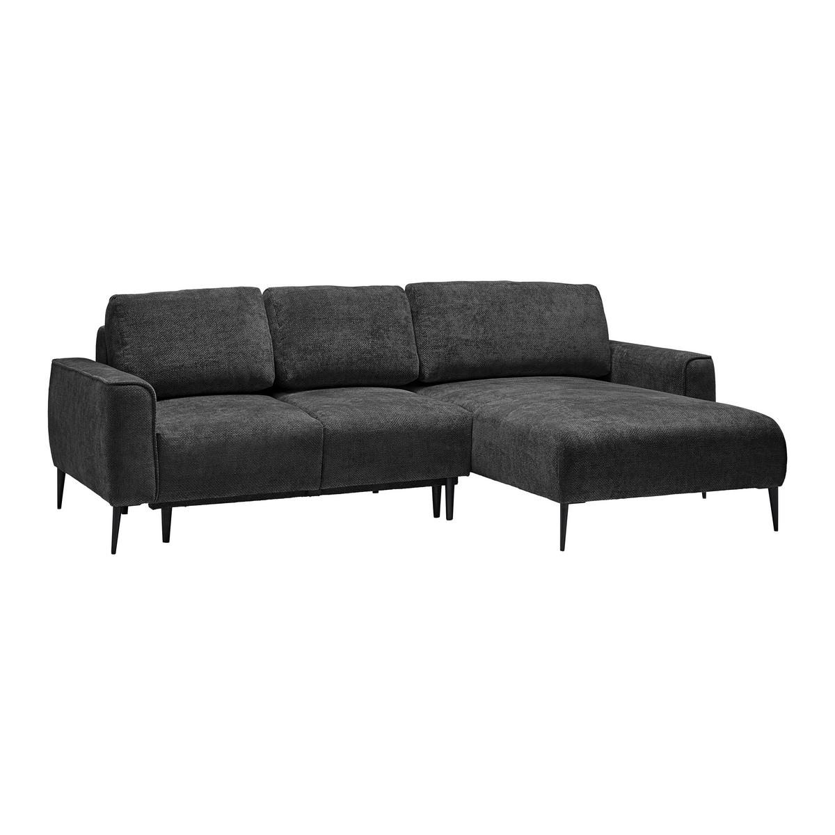 Ecksofa Custom Schwarz - Schwarz, MODERN, Textil/Metall (255/85/164cm) - Mömax