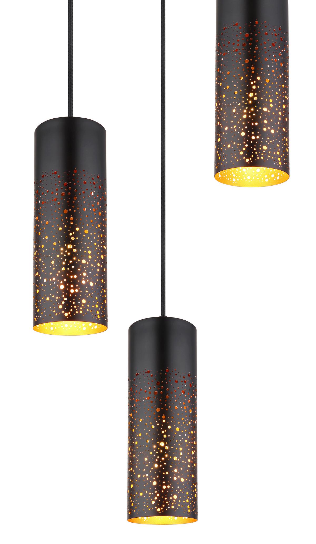 Hängeleuchte Crocky Schwarz/Goldfarben max. 40Watt - Goldfarben/Schwarz, Design, Metall (34/150cm) - Globo
