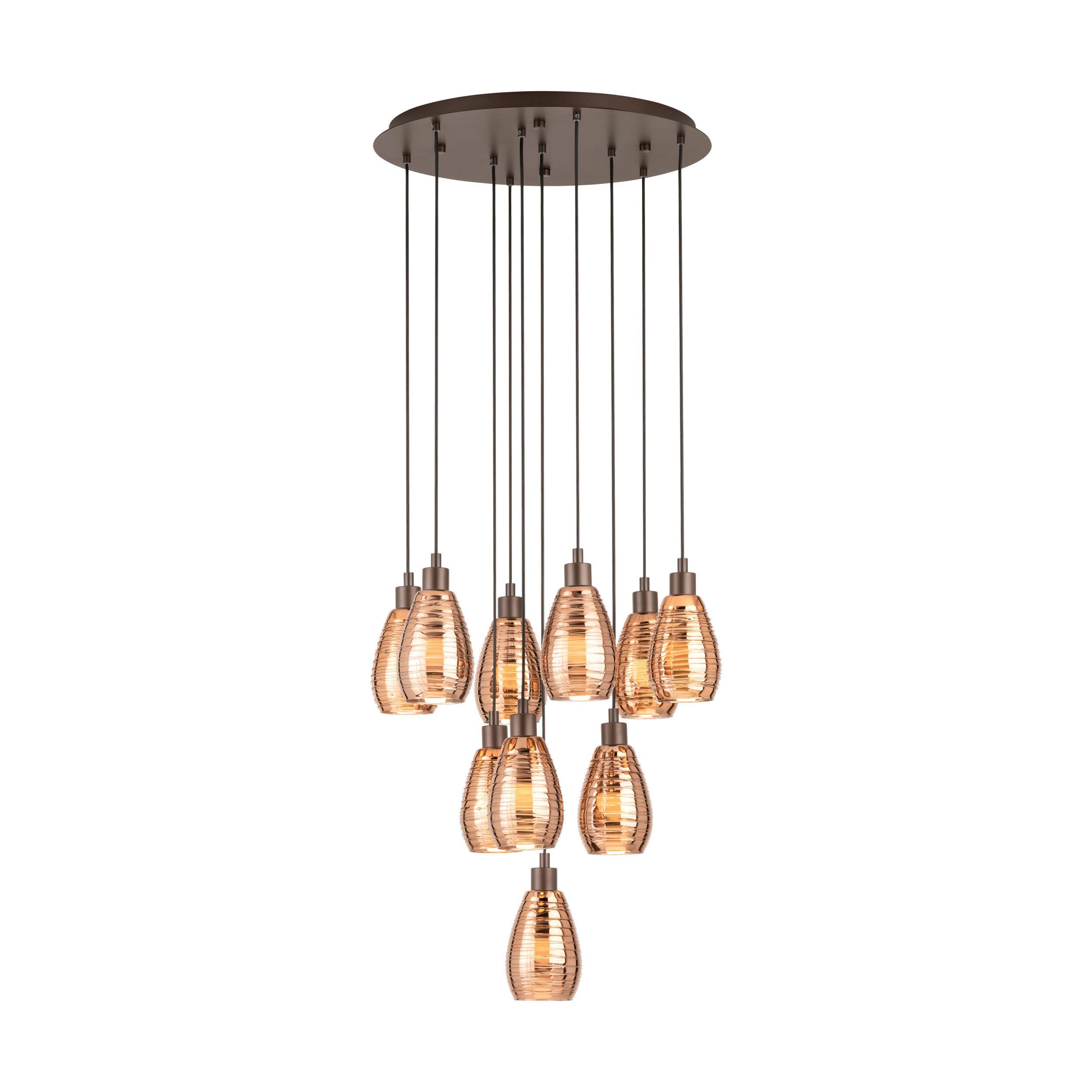 Hängeleuchte 39509 Siracusa - Braun/Kupferfarben, Design, Glas/Metall (61,5/150cm) - Eglo