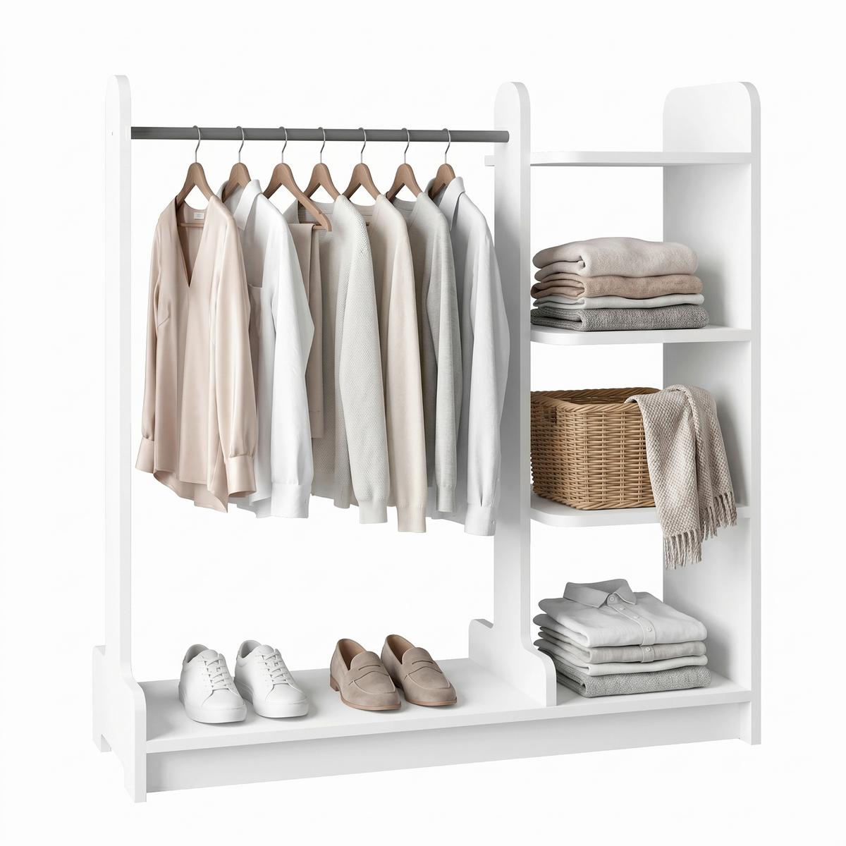 Garderobe Lempu L Weiß - Weiß, MODERN, Holzwerkstoff/Metall (106/110/35cm) - Livetastic