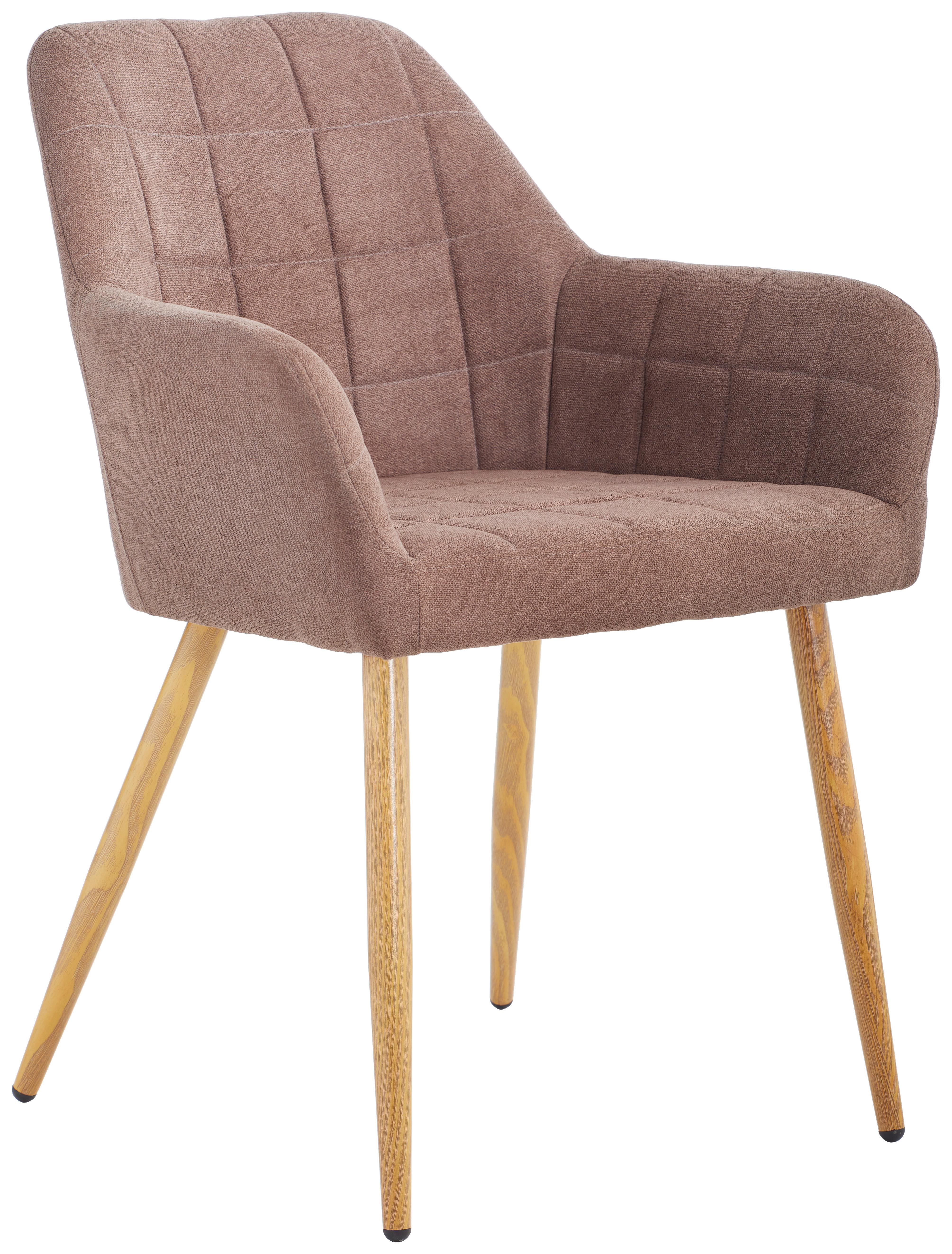 KRZESŁO Z PODŁOKIETNIKAMI DROPS - kolor dębowy/brązowy, Modern, metal/tkanina (57/82/60cm) - MID.YOU