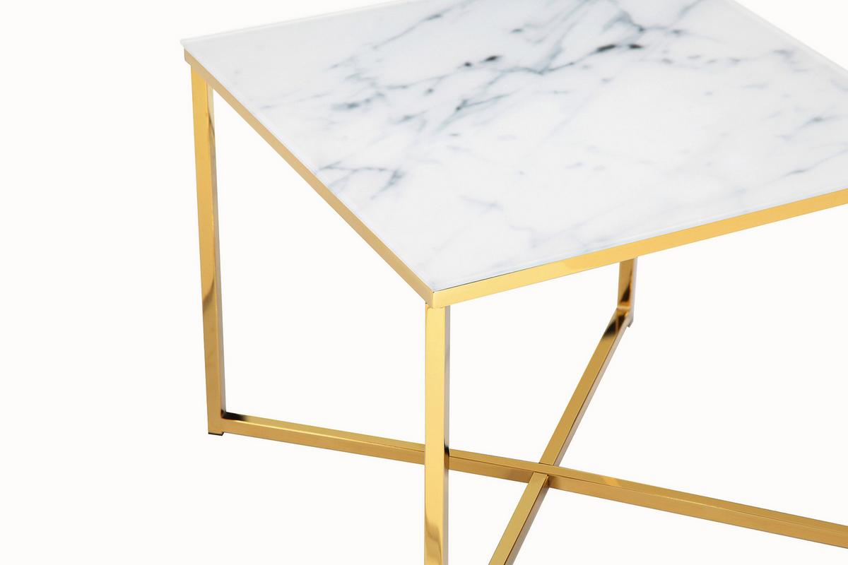 Mizica Marble, Bela, Zlata - zlate barve/bela, Design, kovina/steklo (50/50/42cm) - Livetastic
