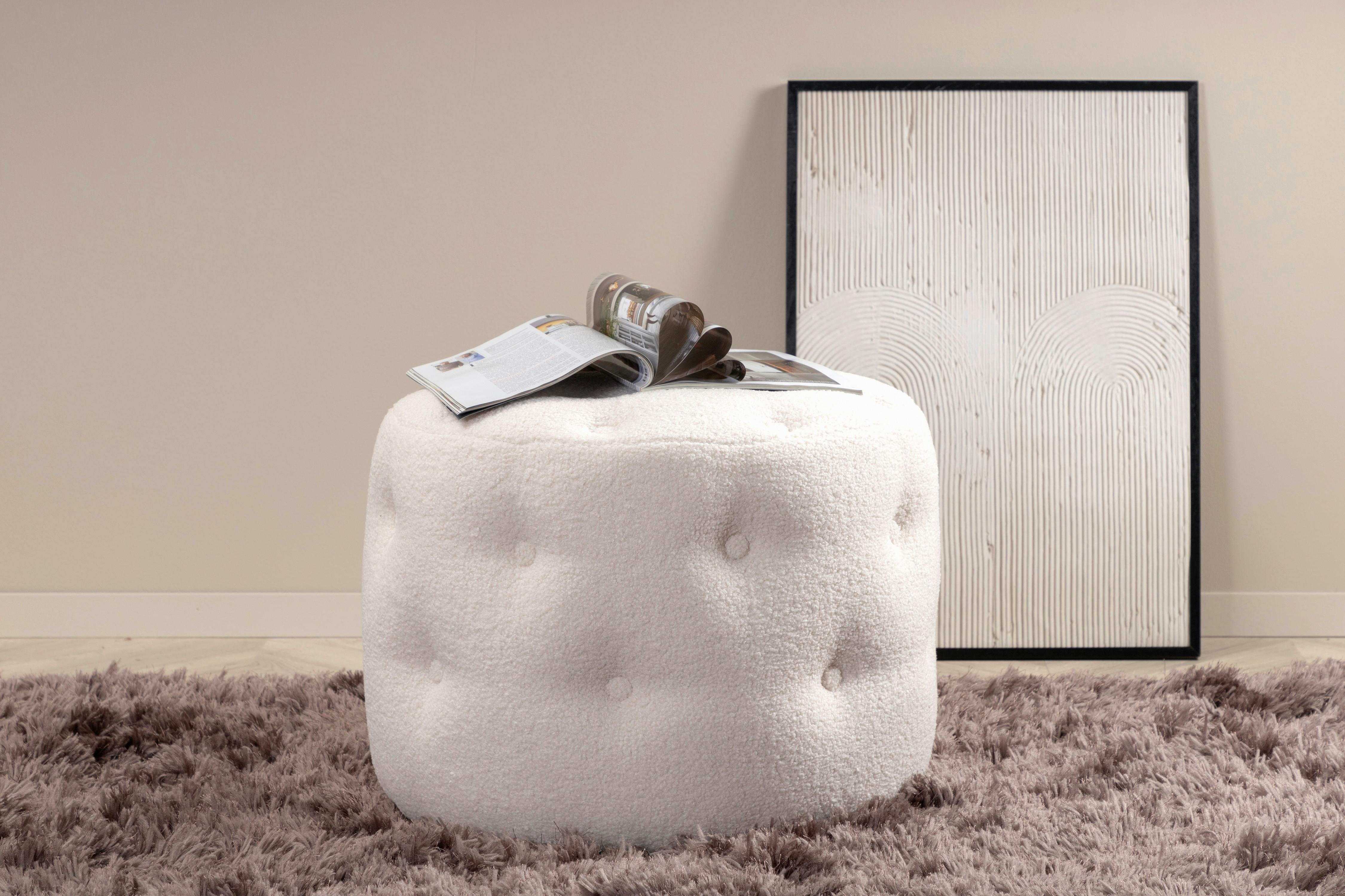 POUF BENJAMIN - Weiß, Design, Kunststoff/Textil (55/44/55cm) - Livetastic
