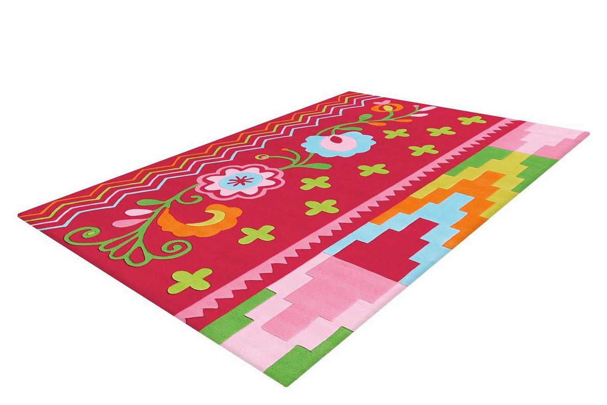 Flachwebeteppich Sam 4144 Multi/rosa 140x200 - Multicolor/Rosa, Basics, Textil (140/200cm) - Kayoom