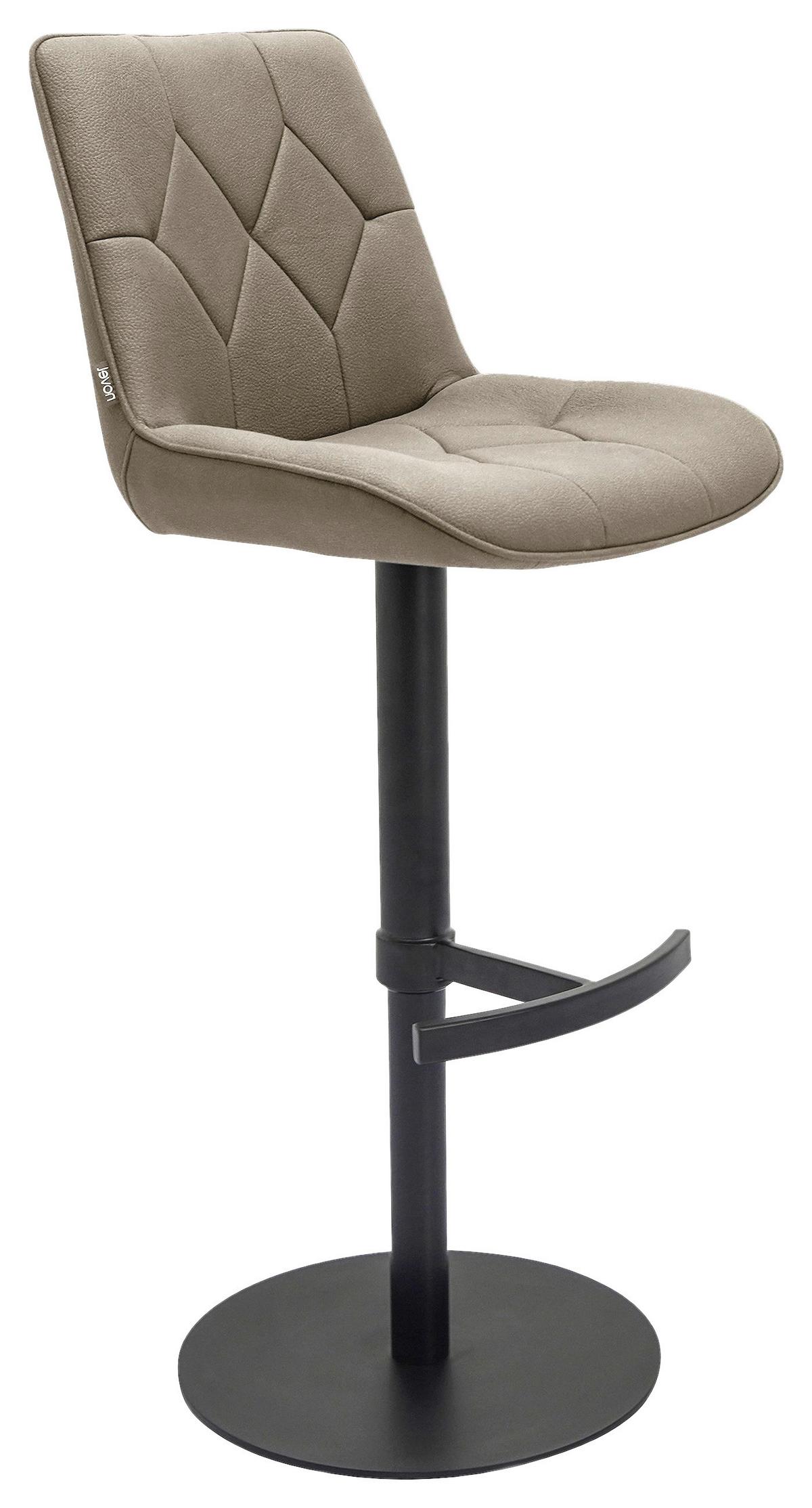 STOŁEK BAROWY HENRY - czarny/taupe, Design, metal/tkanina (44/97-114,5/54,5cm) - Novel