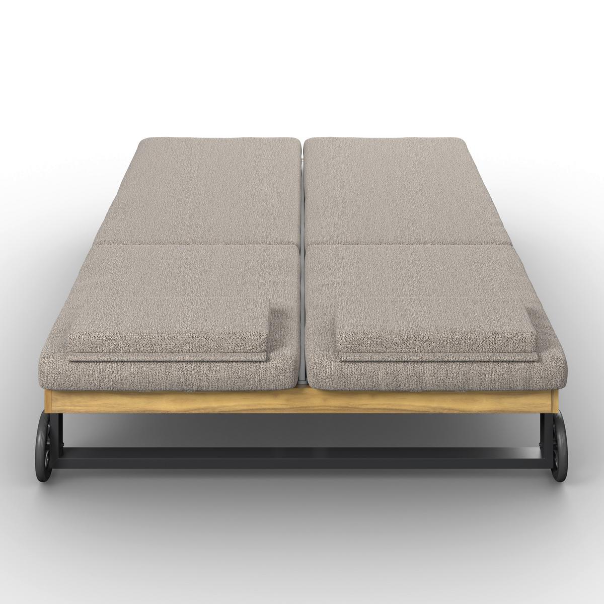 Gartenliege Elenyi grau Metall/Outdoorstoff/Holz - Grau, MODERN, Holz/Textil (130/95/200cm) - Bessagi Garden