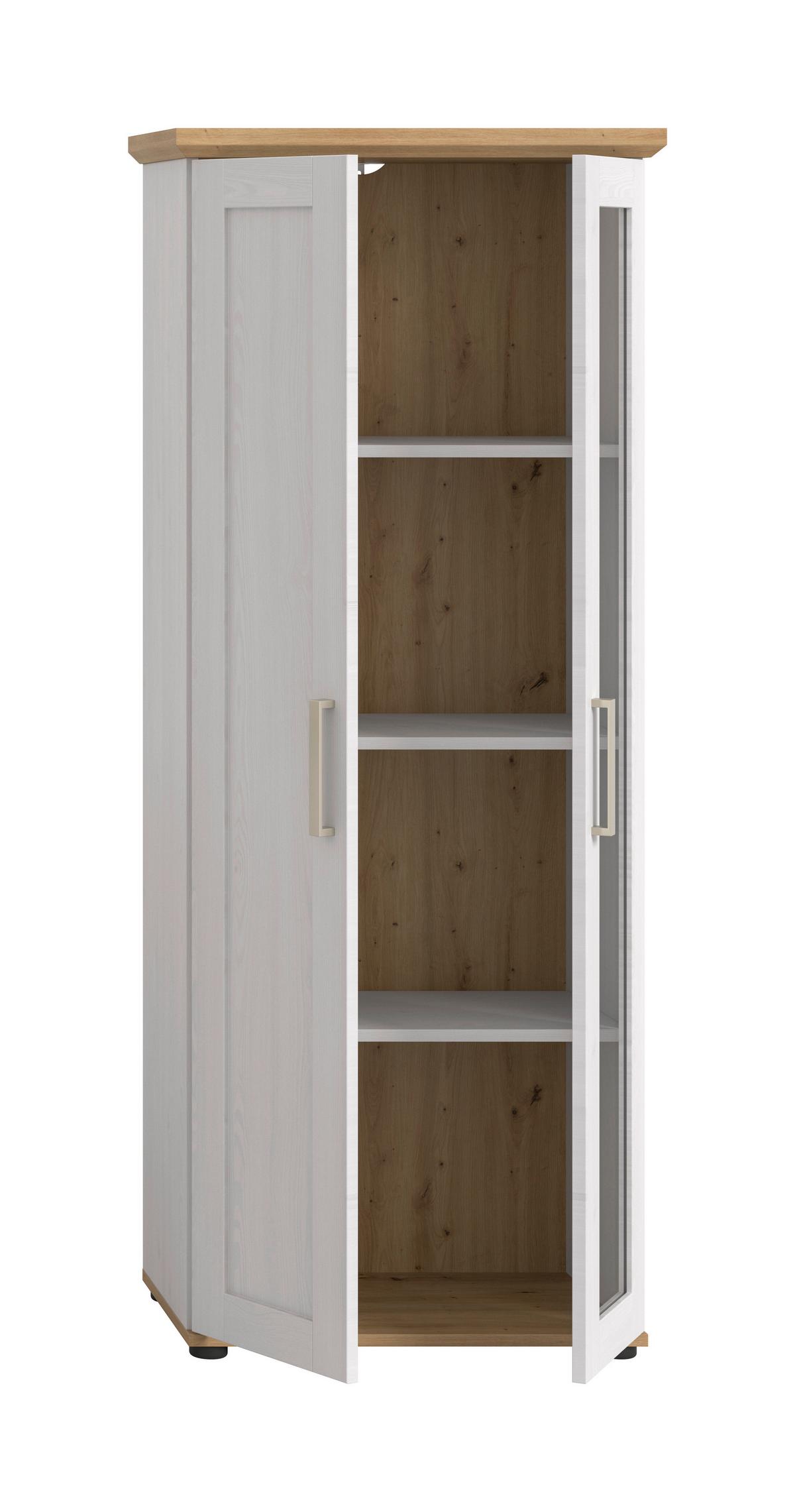 Vitrine Verona Lärche/Eiche - Silberfarben/Lärchefarben, Design, Holzwerkstoff/Kunststoff (64/161/37cm) - Livetastic