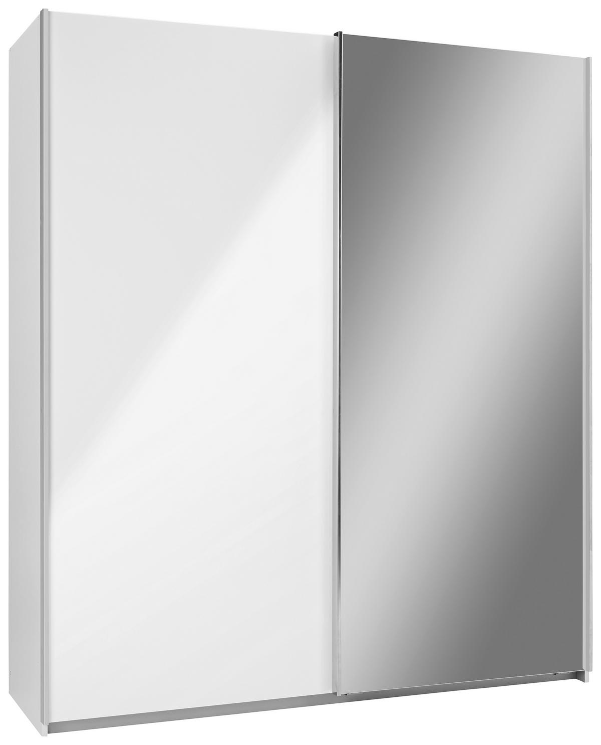 Schwebetürenschrank in Weiss mit Spiegel - Konventionell, Holzwerkstoff/Metall (181/210/62cm) - Mömax