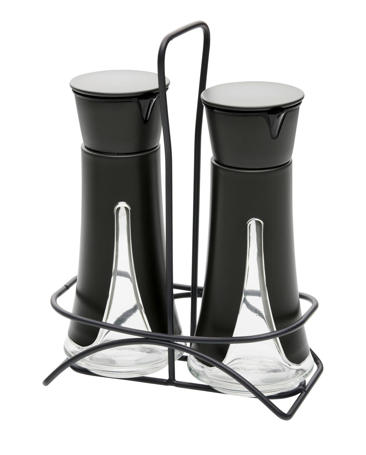 Menage-Set Aurelius in Schwarz - Schwarz, Modern, Glas/Kunststoff (16,5/22,5/8,5cm) - Premium Living