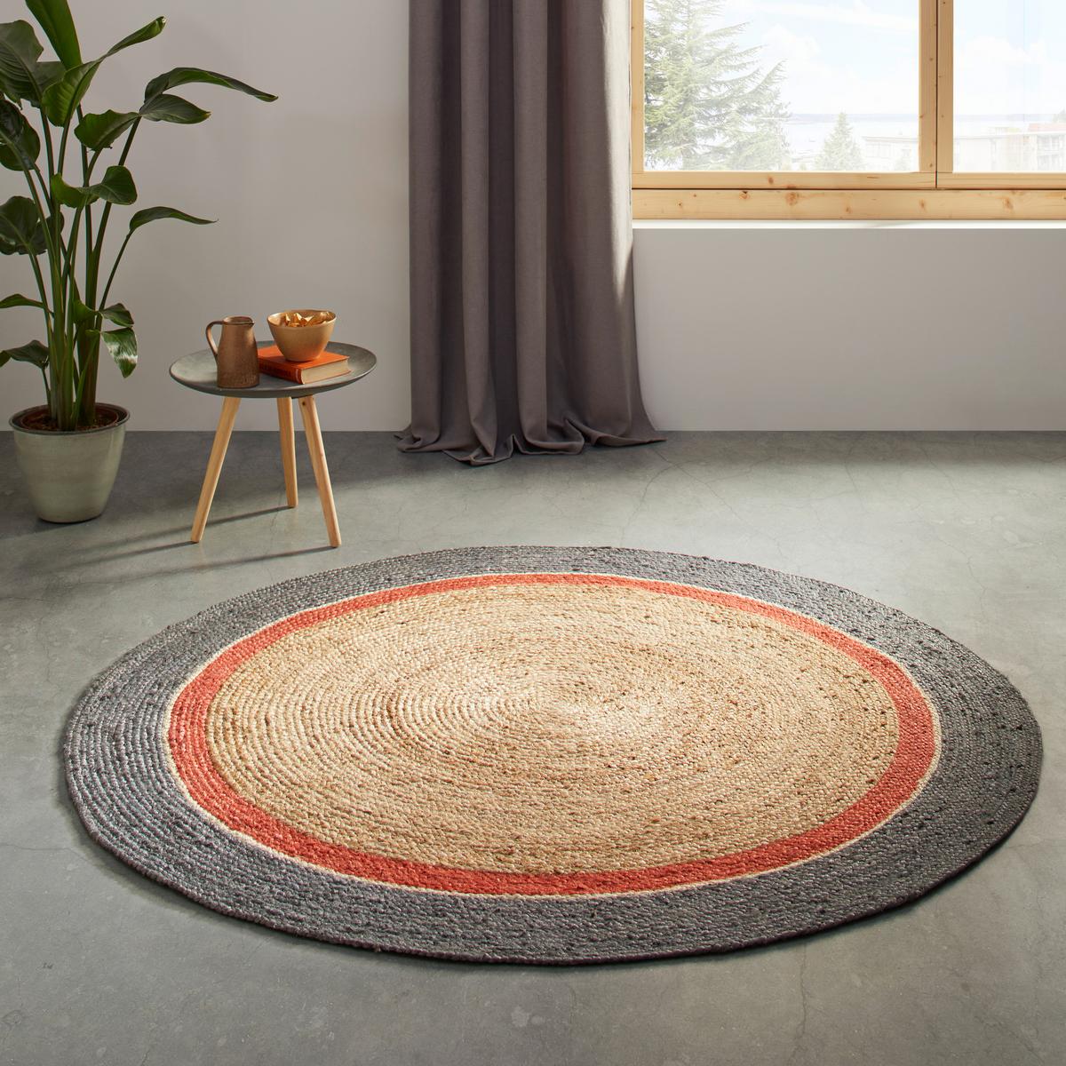 Flachwebeteppich Lina in Rot/Natur/Grau - Rot, MODERN, Textil (160cm) - Modern Living