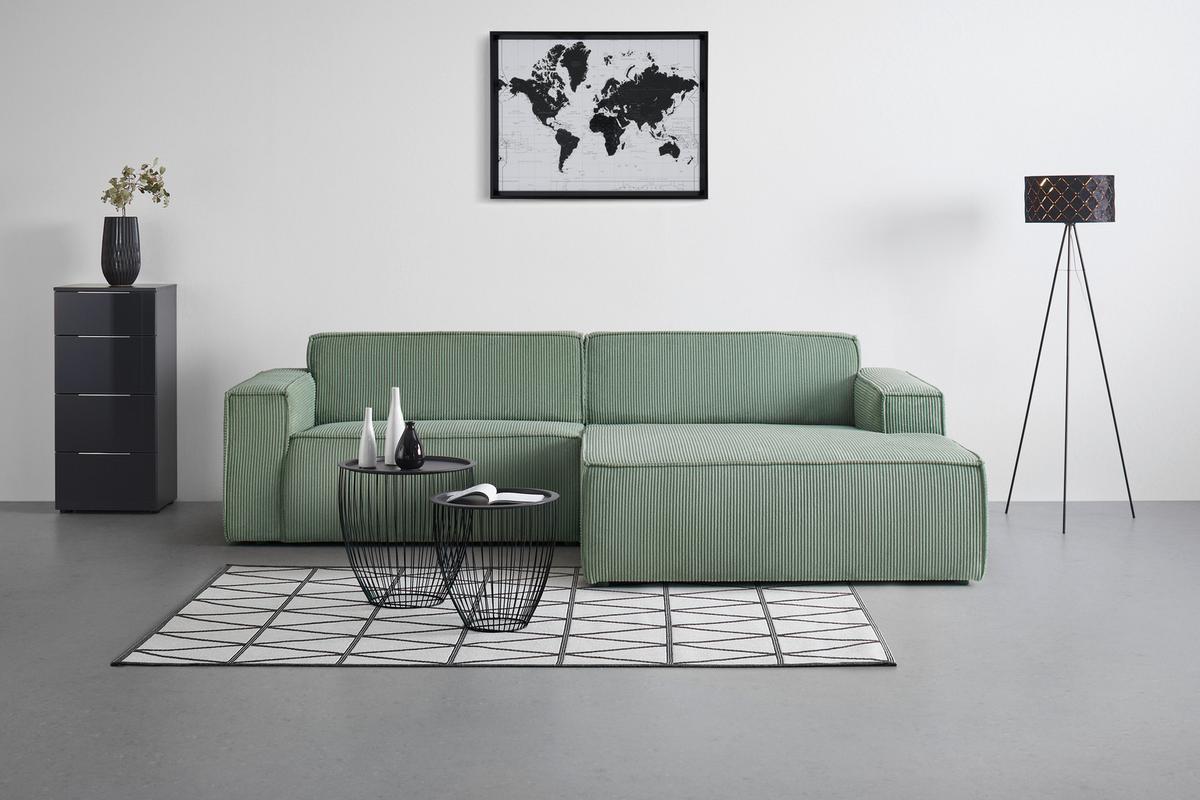 Wohnlandschaft Loft in Grün - Schwarz/Hellgrün, MODERN, Kunststoff/Textil (265/75/172cm) - Mömax