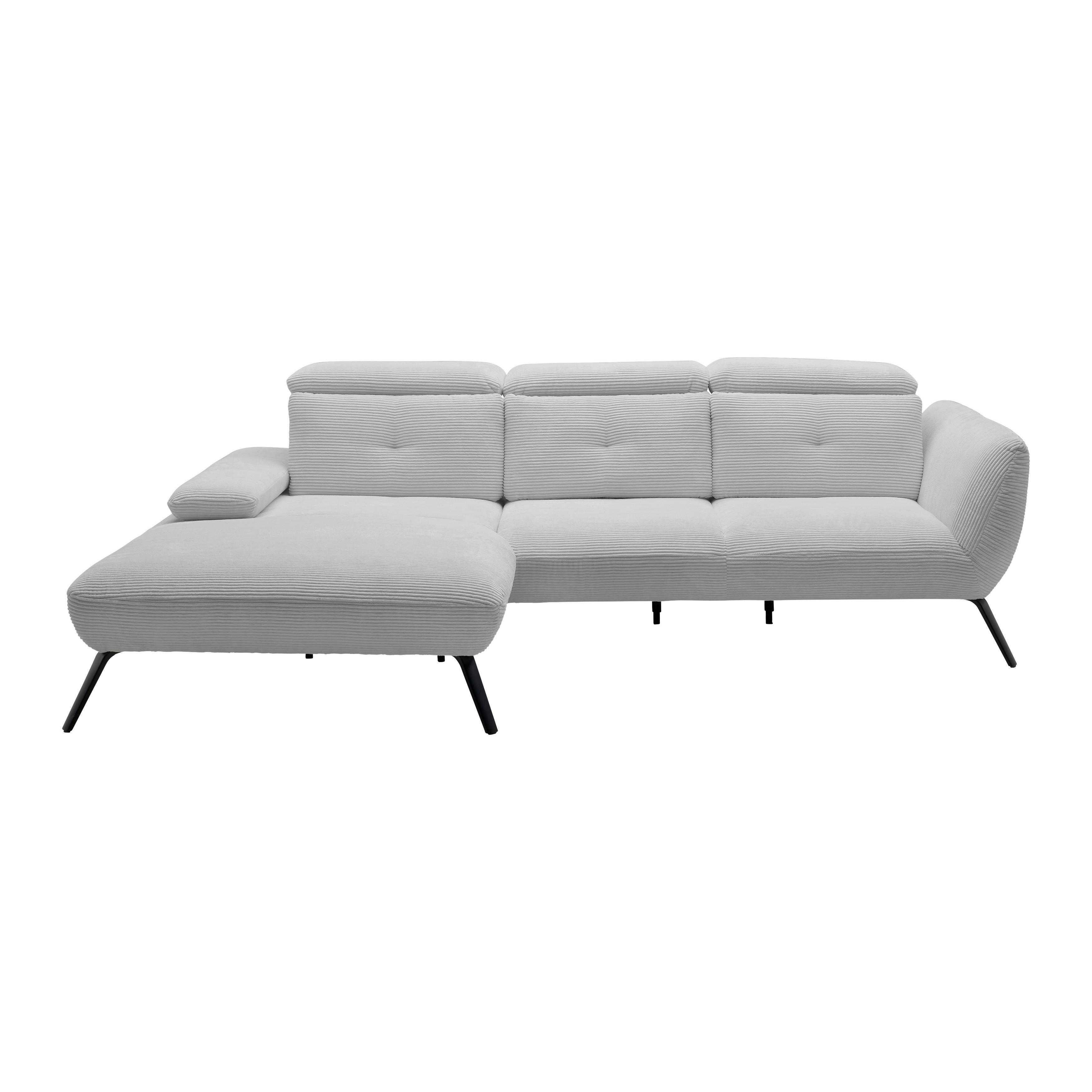 Wohnlandschaft Seattle Hellgrau - Hellgrau/Schwarz, MODERN, Holzwerkstoff/Textil (196/301cm) - Premium Living