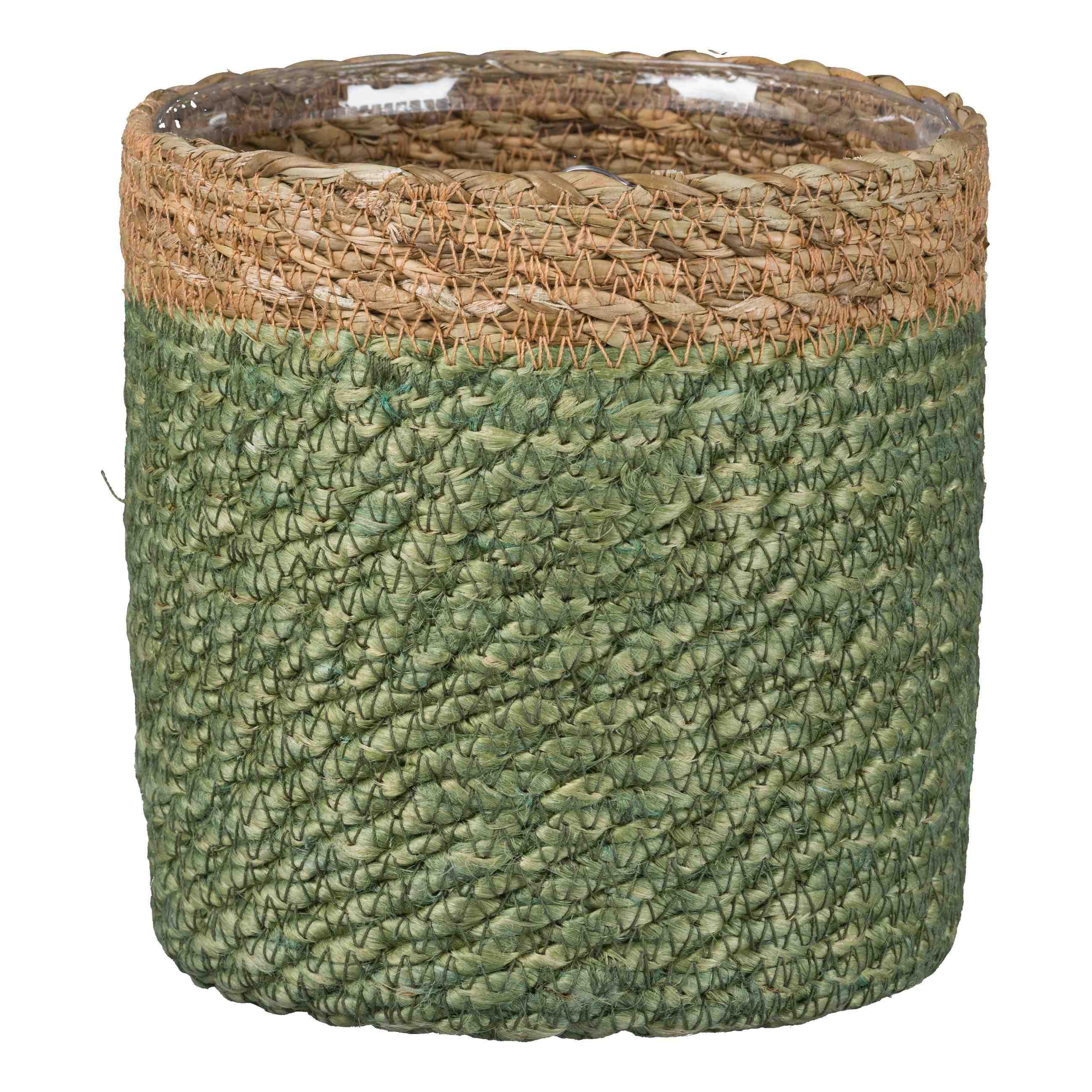 Kaspó Kalkutta I - zsályazöld, Konventionell, természetes anyagok (14/14cm) - Modern Living