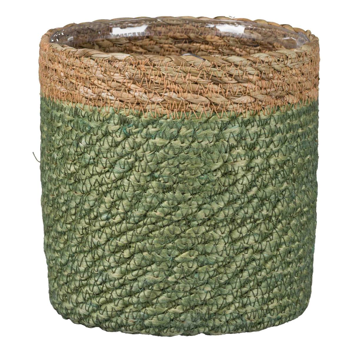 Kaspó Kalkutta I - zsályazöld, Konventionell, természetes anyagok (14/14cm) - Modern Living