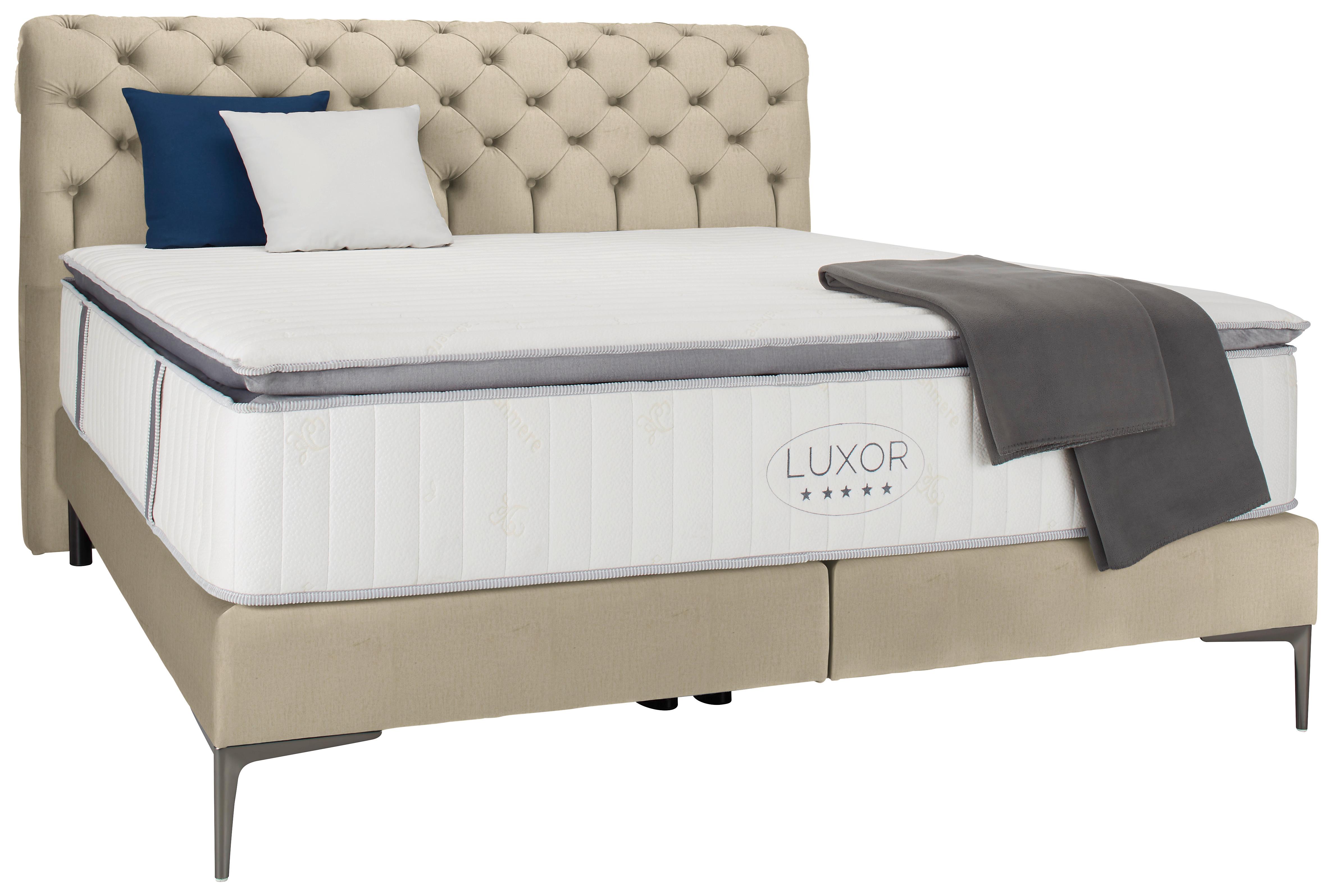 Boxspringbett ca. 180x200cm - Beige/Schwarz, ROMANTIK / LANDHAUS, Holz/Holzwerkstoff (180/200cm) - Premium Living