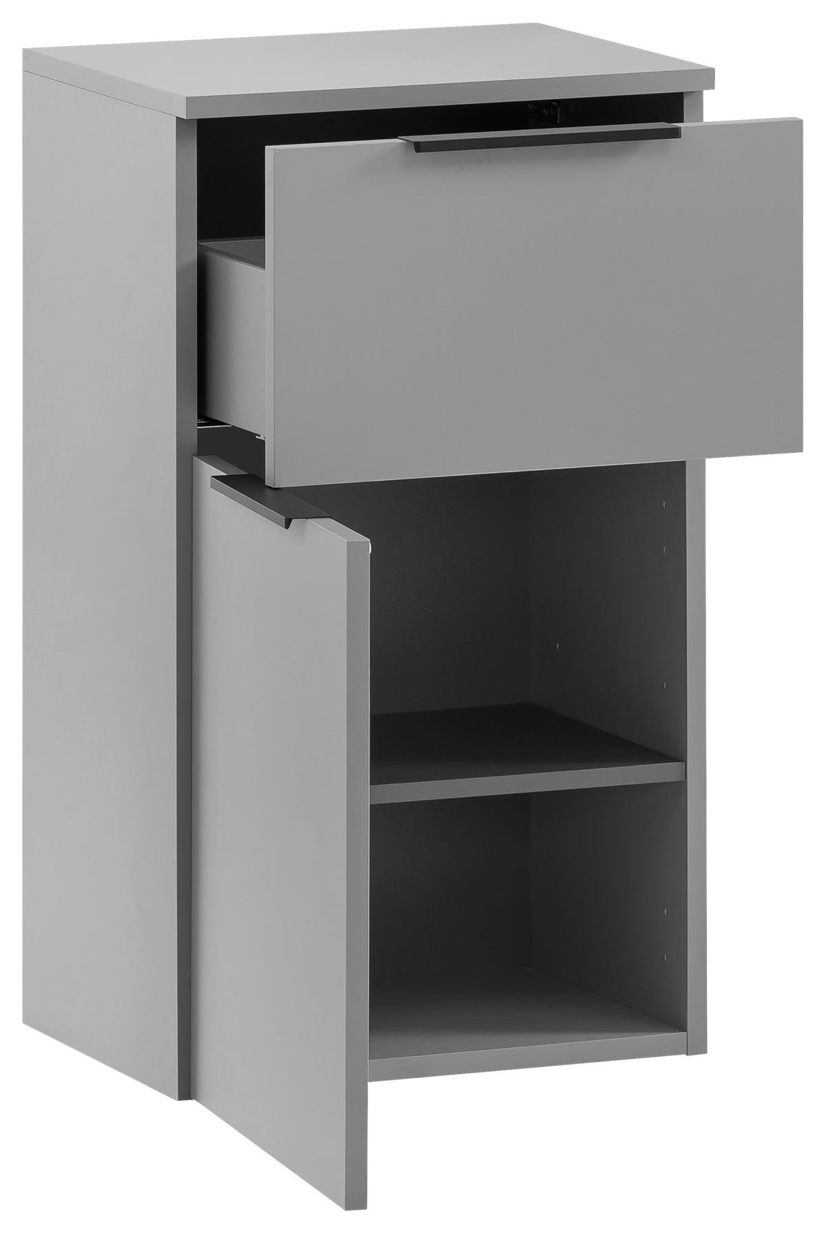 Unterschrank Alessio Grau - Platinfarben/Schwarz, MODERN, Holzwerkstoff/Metall (40,3/70/32cm) - MID.YOU