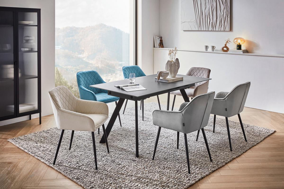 KRZESŁO Z PODŁOKIETNIKAMI STU - czarny/szary, Design, metal/tkanina (56/82,5/61,5cm) - Novel