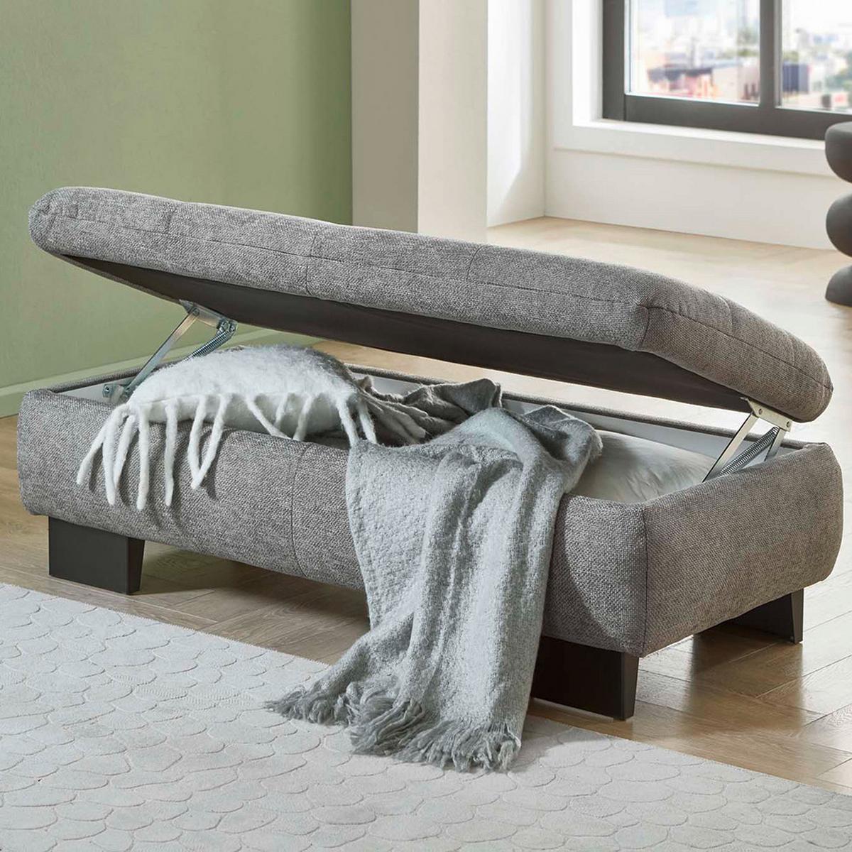 Ecksofa Lando Grau - gris/noir, Modern, textile/métal (197/84/289cm) - Premium Living