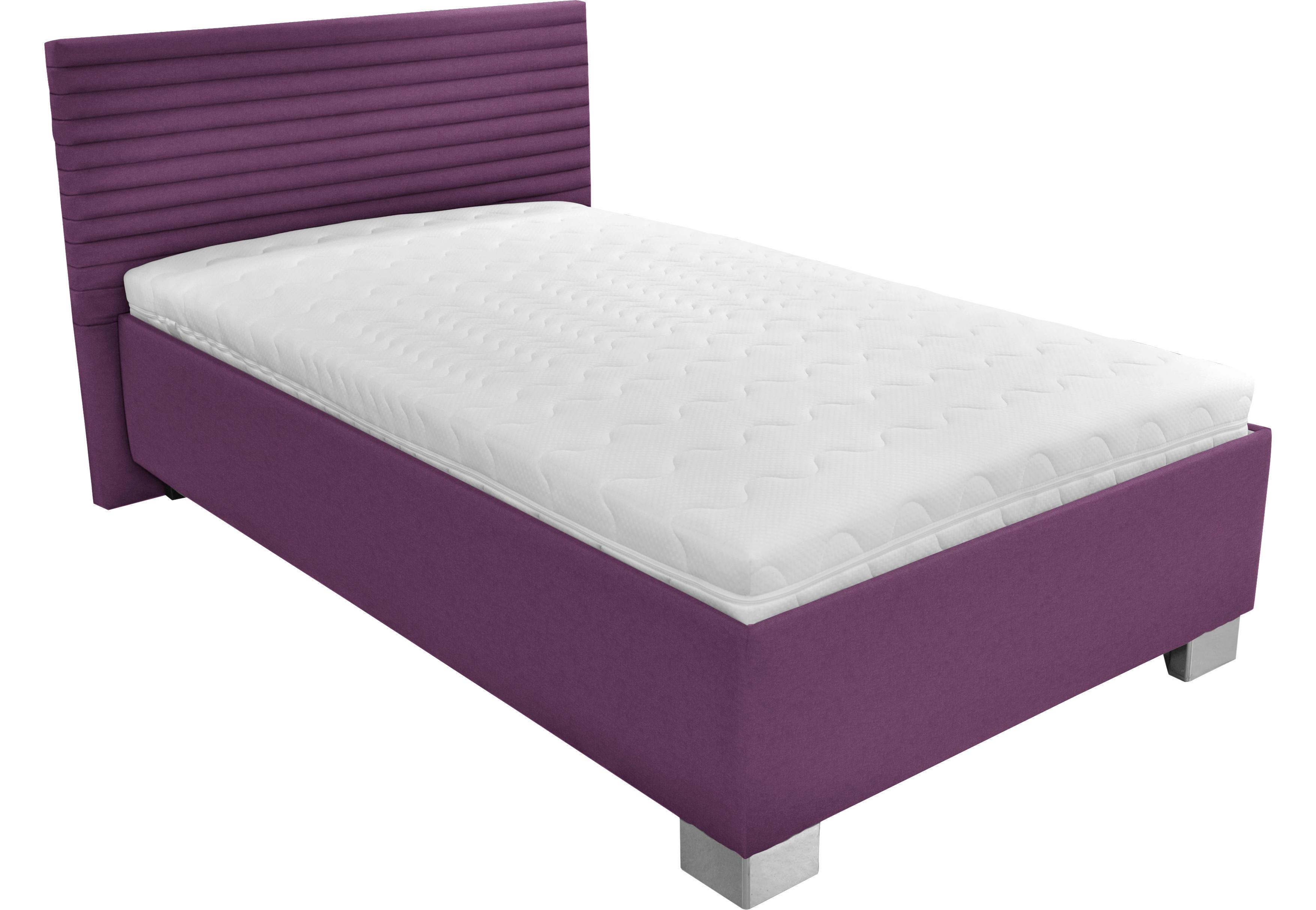 Tapecirani Krevet Como - bijela/ljubičasta, drvo/tekstil (120/200cm)