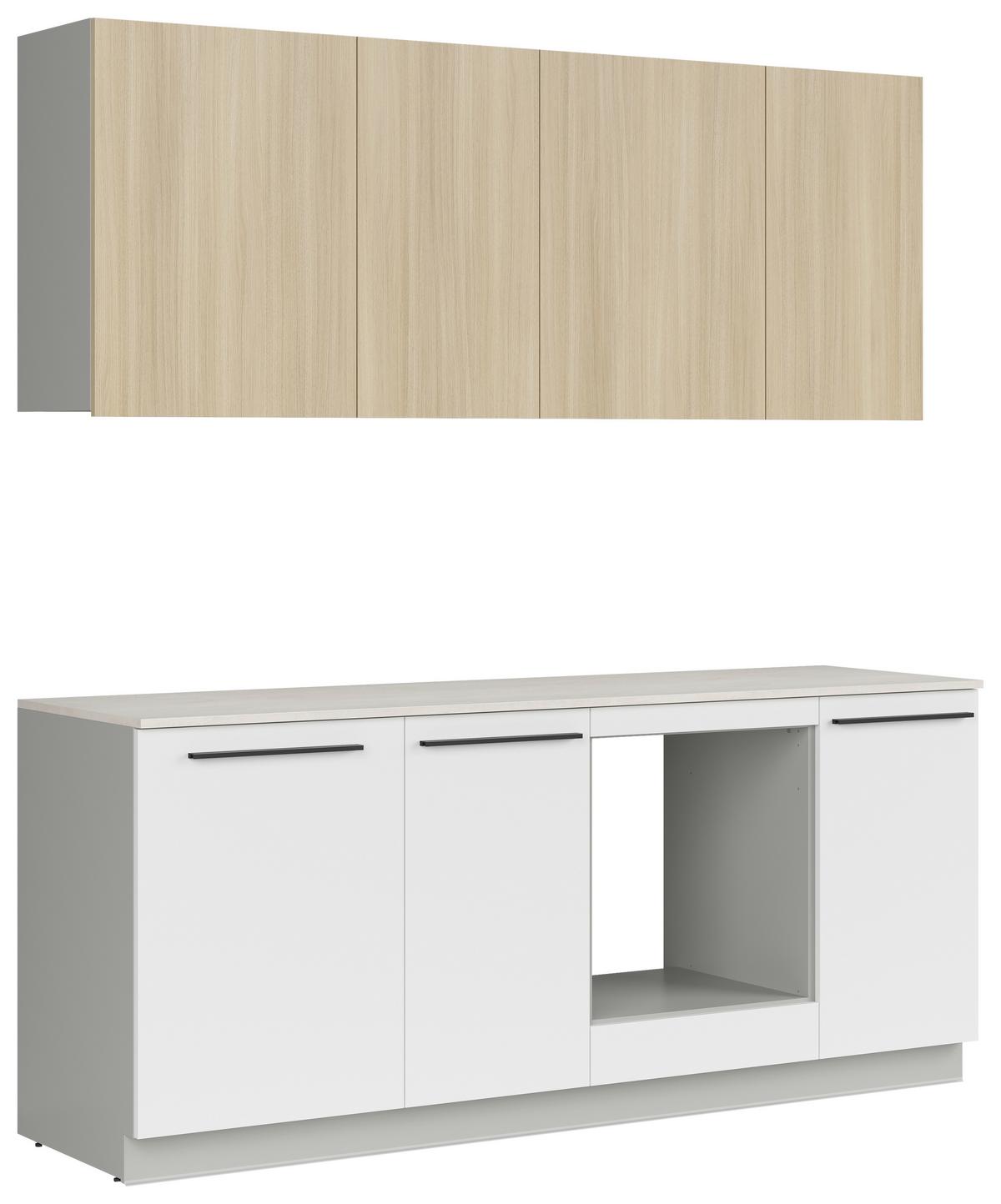 Küchenblock Milino o. E-Geräte Sandfarben - Eichefarben/Schwarz, Basics, Holzwerkstoff/Kunststoff (210cm) - Visiona