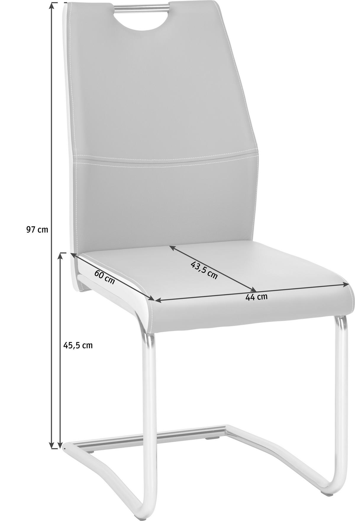 KRZESŁO NA PŁOZIE NORBERT - biały/szary, Design, metal/tkanina (44/97/60cm) - Carryhome