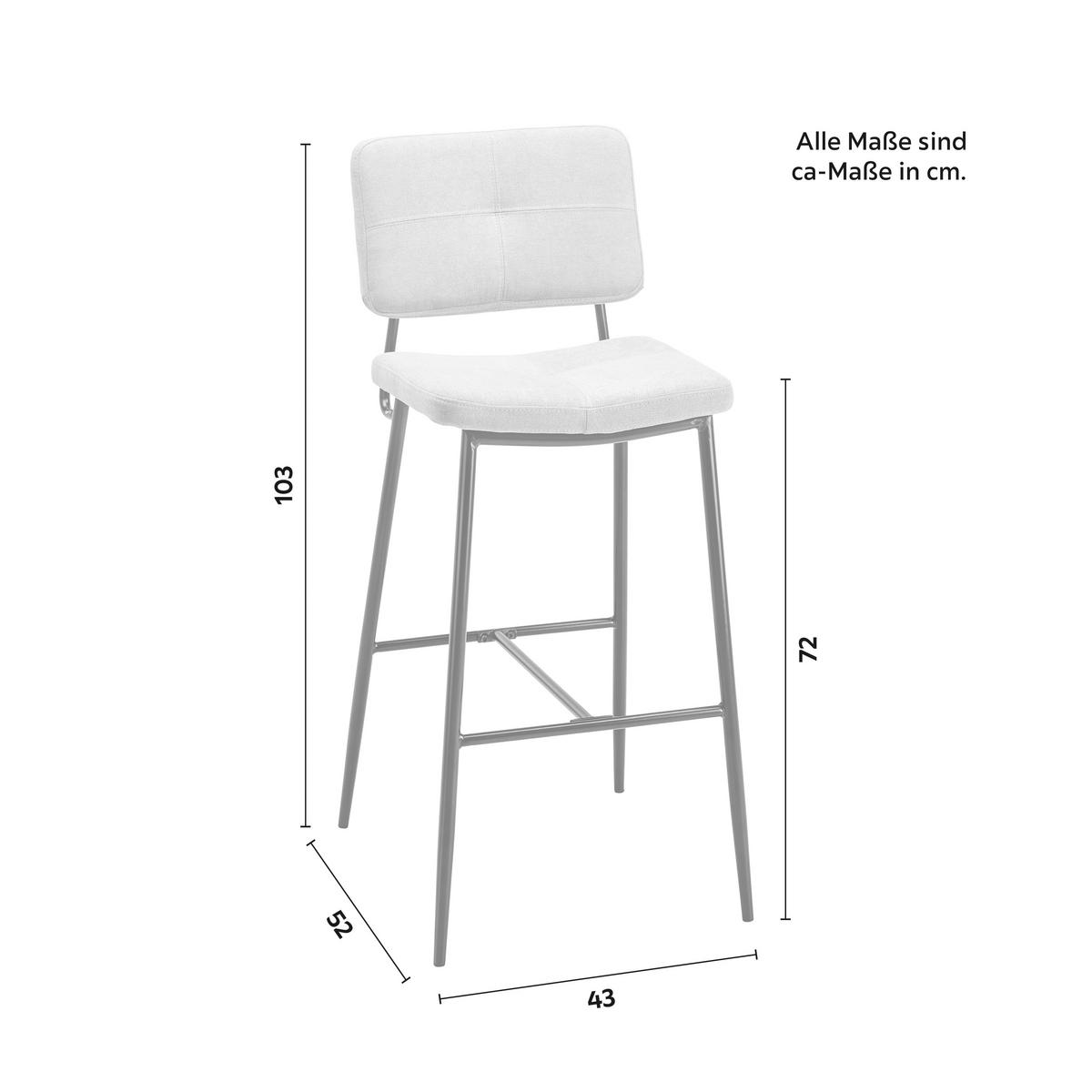 Barhocker Neta Hellgrau Webstoff Gepolstert - Hellgrau/Schwarz, MODERN, Holz/Textil (45cm) - Bessagi Home