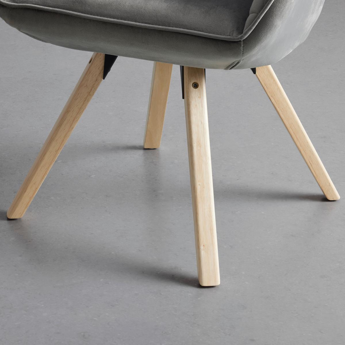 KRZESŁO Z PODŁOKIETNIKAMI BAGO - kolor naturalny/szary, Modern, drewno/tkanina (58/85/57cm) - Mömax