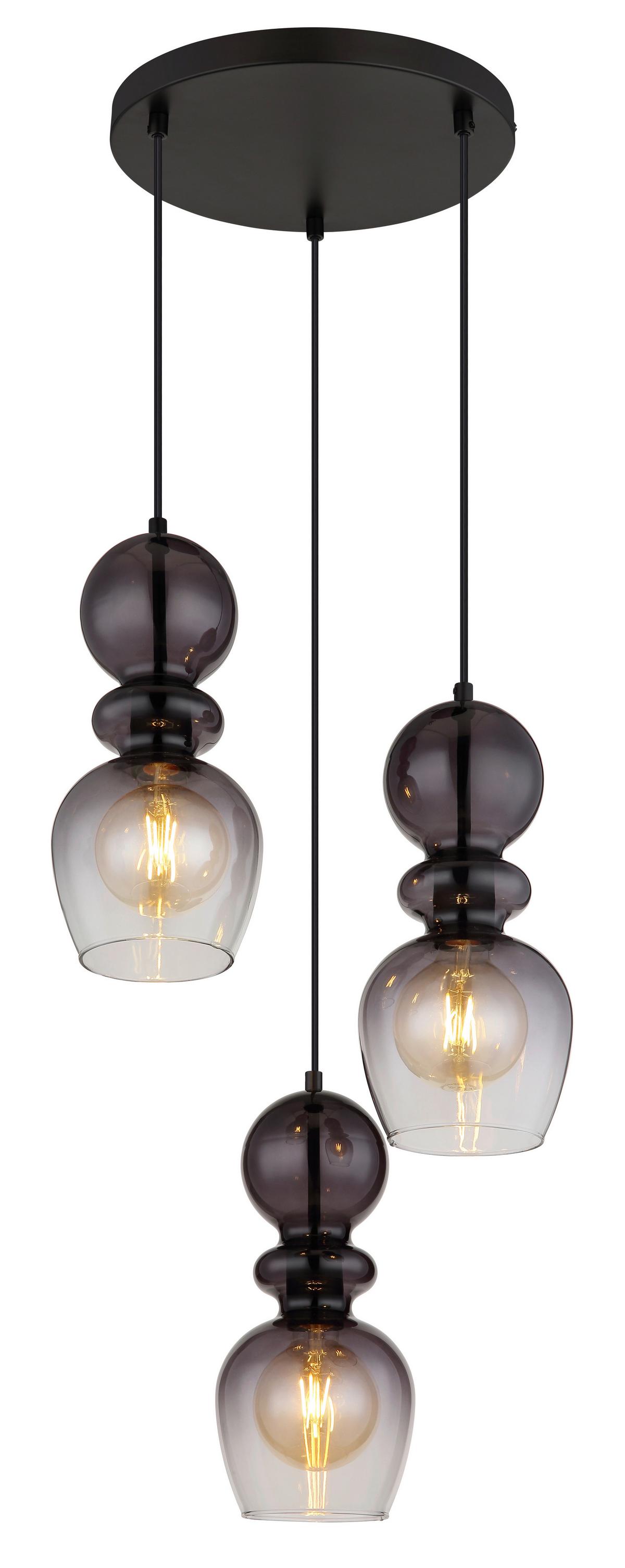 Viseća Svjetiljka Clarity - siva/crna, Konvencionalno, staklo/metal (41/150cm) - Globo