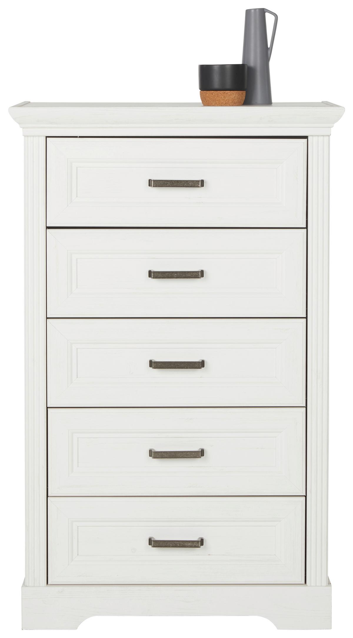 Kommode In Weiss - Weiss/Schwarz, Romantik / Landhaus, Holzwerkstoff/Kunststoff (67/108/41cm) - Zandiara
