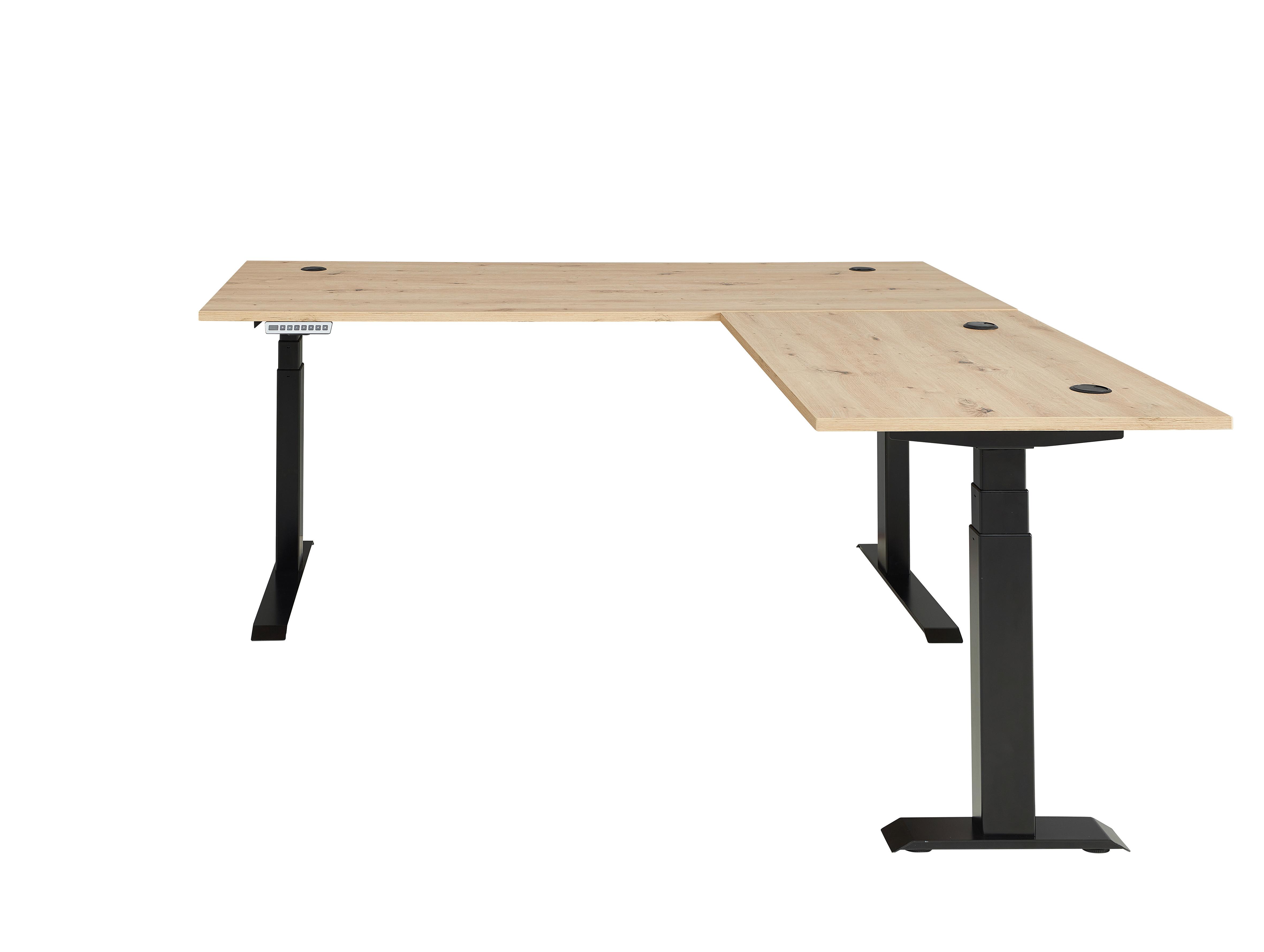 Eckschreibtisch Memphis in Eiche Artisan/Graphitfarben - Graphitfarben/Eiche Artisan, MODERN, Holzwerkstoff/Metall (185/177cm) - Premium Living