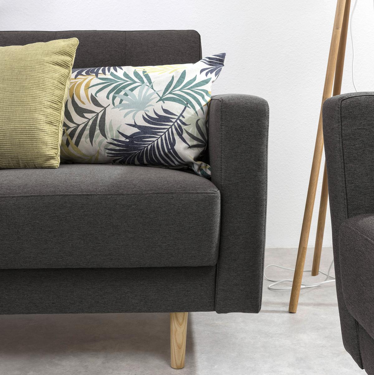 2-Sitzer-Sofa Jasmin Anthrazit Flachgewebe mit Schlaffunktion - Anthrazit/Eschefarben, MODERN, Holz/Textil (128/81cm) - Max Winzer
