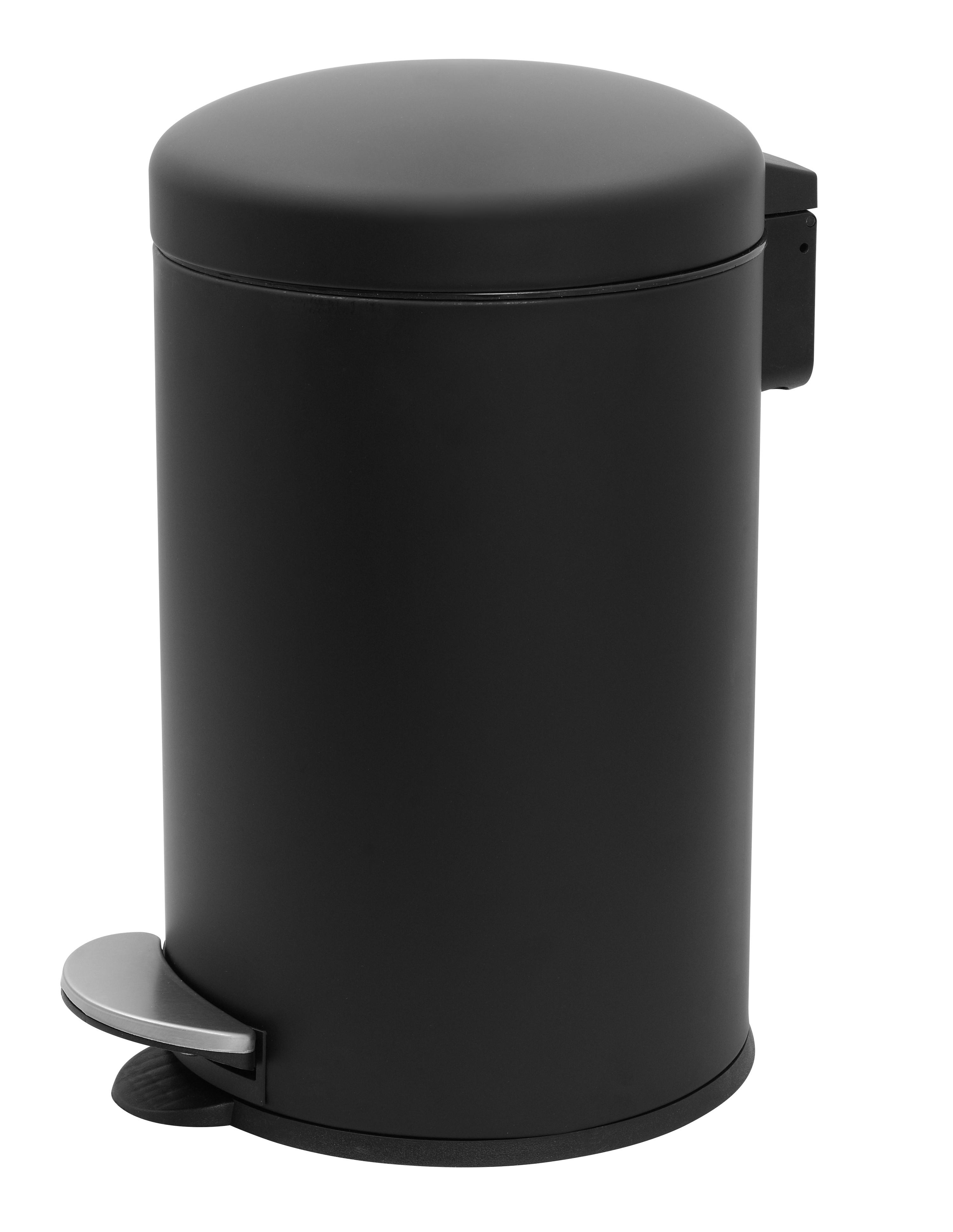 Treteimer James Schwarz ca. 12l - Schwarz, KONVENTIONELL, Kunststoff/Metall (27/41,5/26cm) - Modern Living