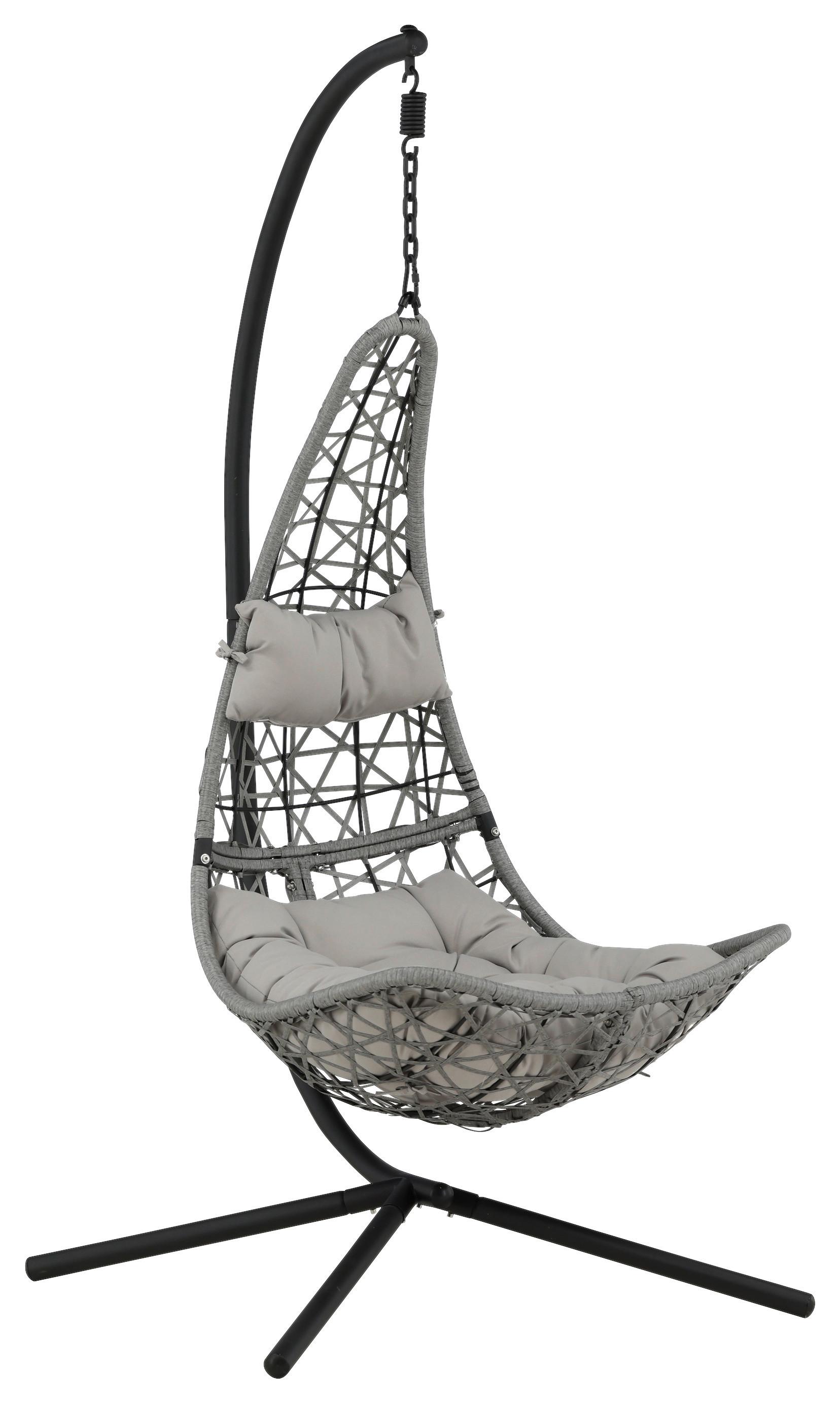 Hängesessel Edinburgh ca. 132x205x130cm Grau/Schwarz - Schwarz/Grau, KONVENTIONELL, Kunststoff (132/205/130cm) - Gardenson