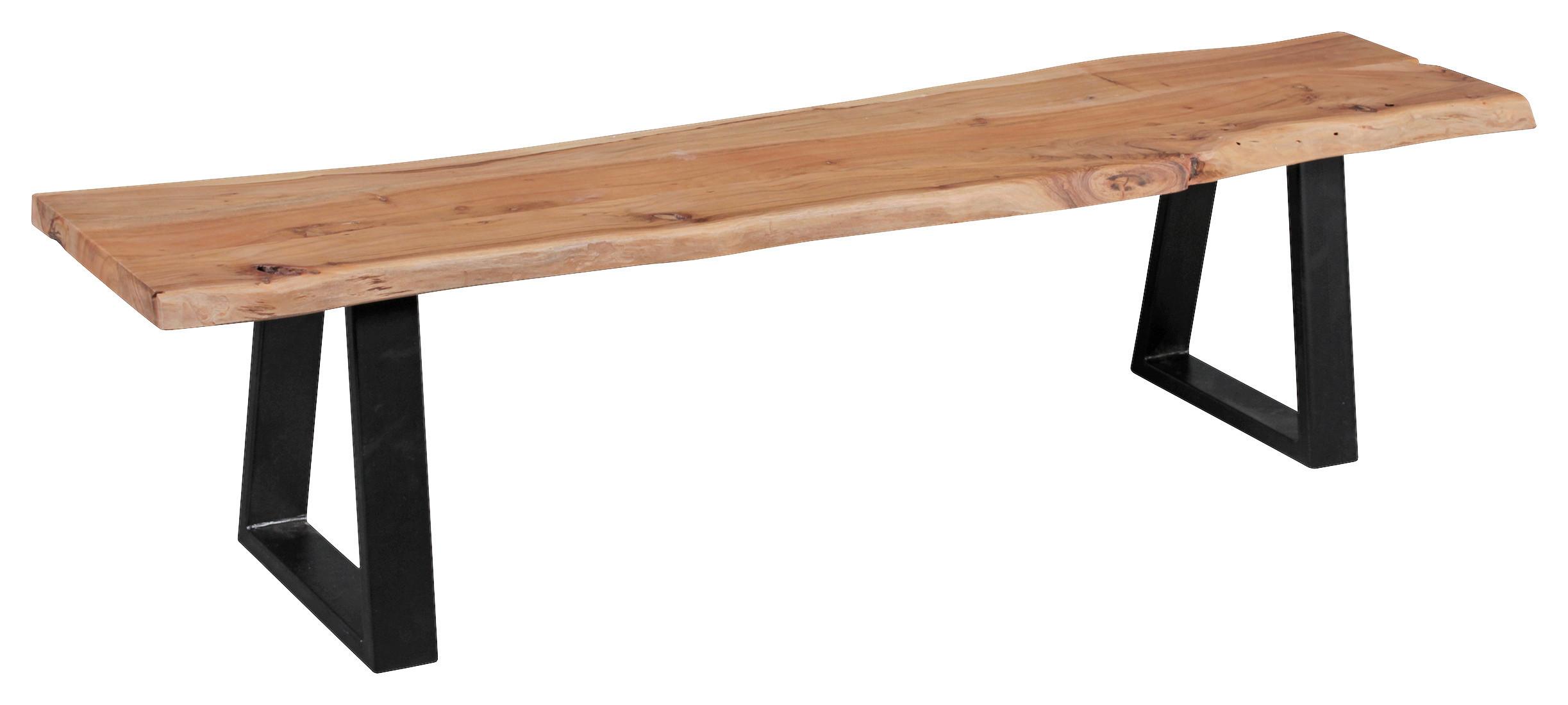Sitzbank "Gaya", aus Akazie - Schwarz/Akaziefarben, Design, Holz/Metall (180/45/40cm) - MID.YOU