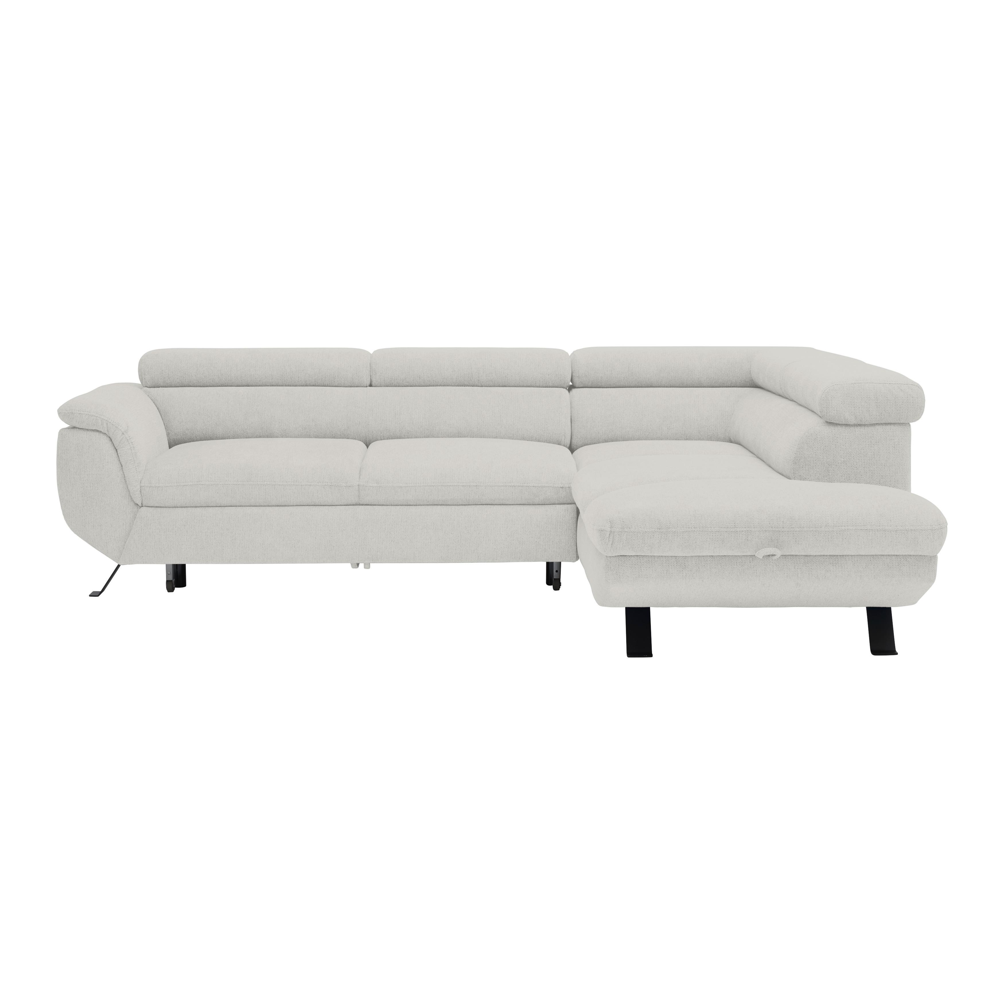 Ecksofa Raven Grauweiß - Grauweiß/Schwarz, MODERN, Textil/Metall (257cm) - Mömax