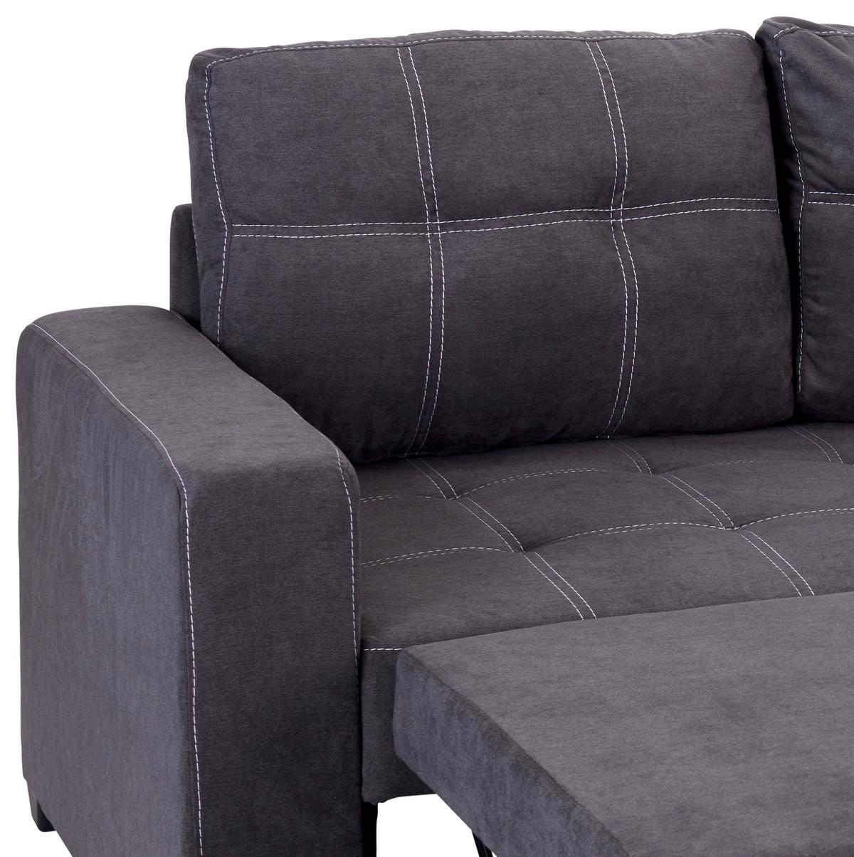 Sedežna Garnitura Mediolan, Z Ležiščem - temno siva/črna, Design, umetna masa/tekstil (240/160cm) - Mömax