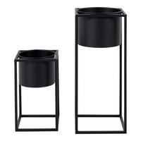 Übertopf-Set Marla Flowerpots Schwarz, 2-teilig - Schwarz, Design, Metall