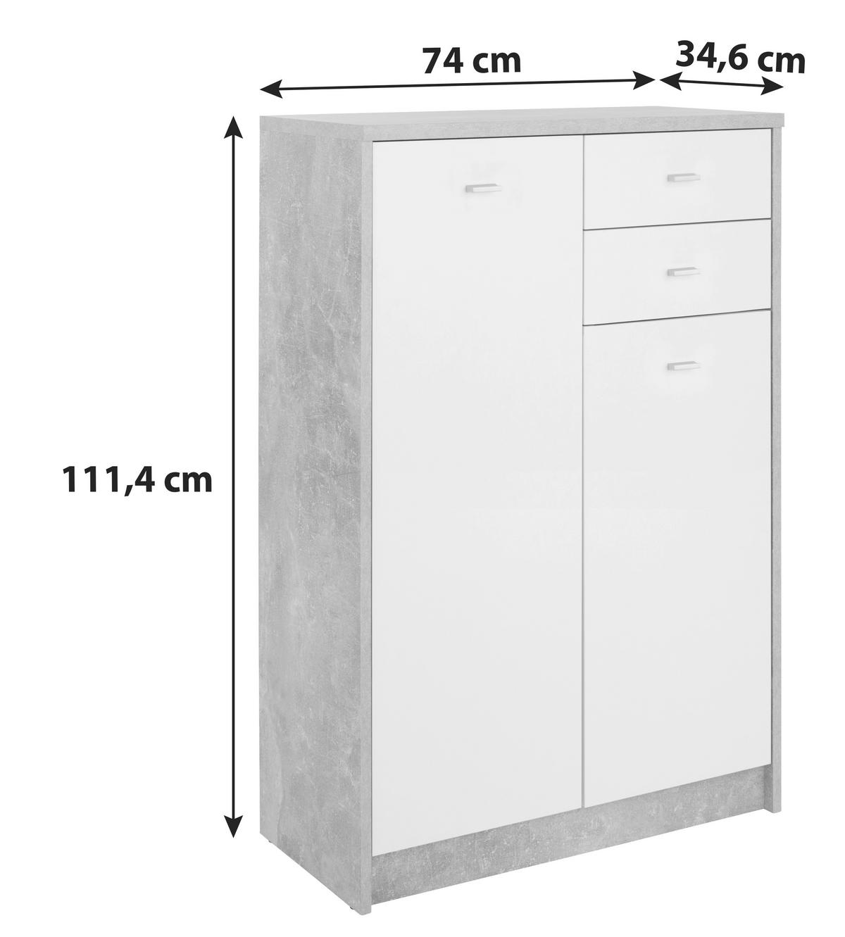 Komoda 4-you New, Siva, Bela - barve kroma/siva, Moderno, umetna masa/leseni material (74/111,4/34,6cm) - Mömax
