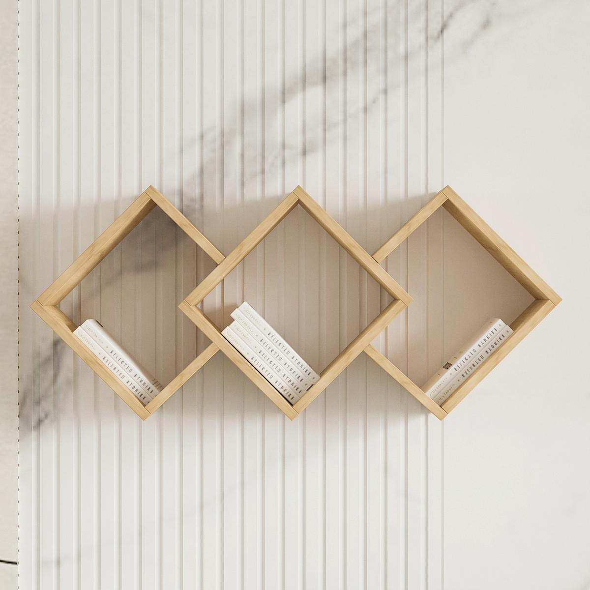 ÉTAGÈRE MURALE GALAXY WANDREGAL - couleur de chêne, Design, matériau de bois (102/42/20cm) - Livetastic