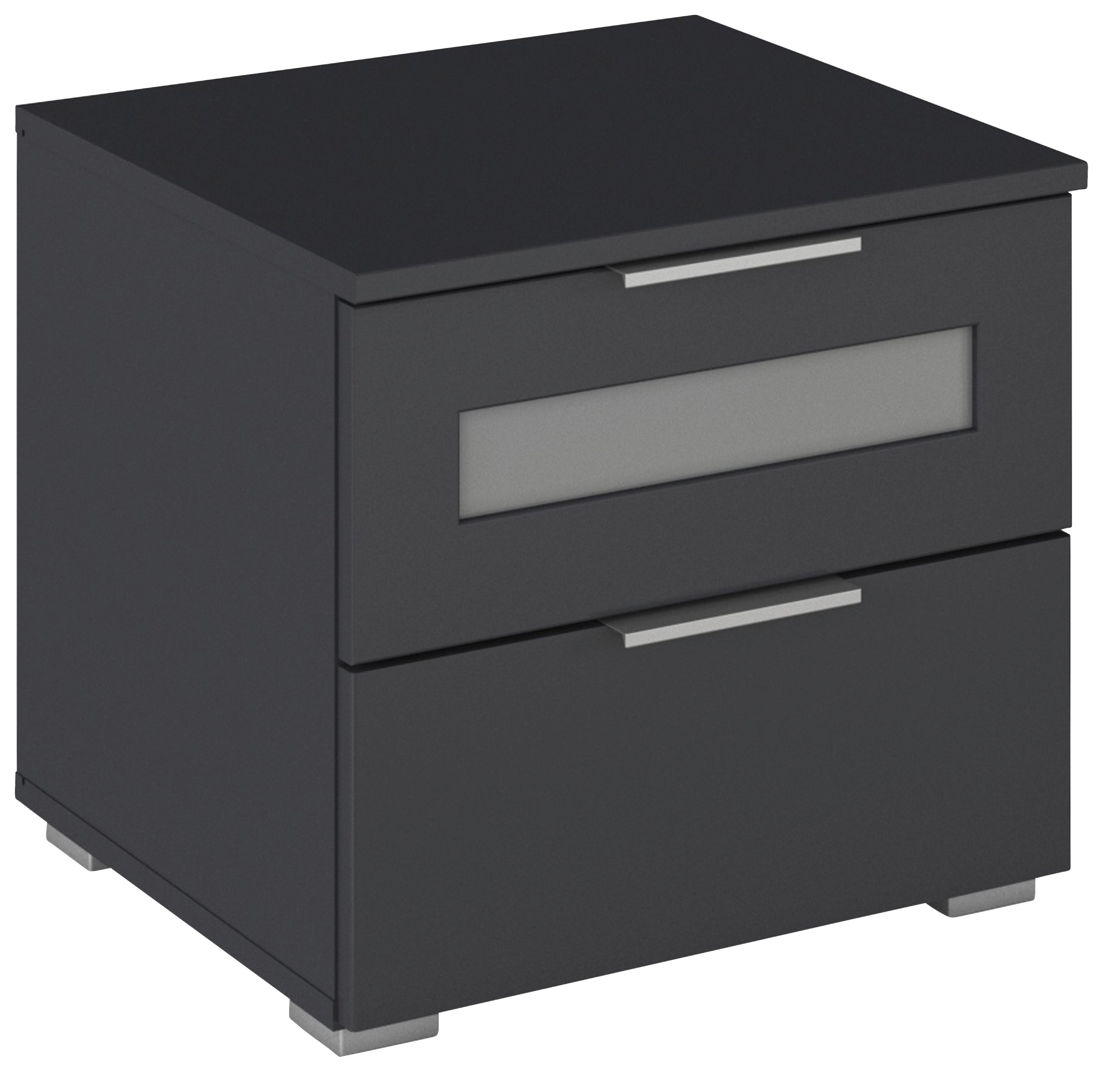 Nachtkästchen Mars 2L-GR Grau/Klar - Klar/Alufarben, KONVENTIONELL, Glas/Holzwerkstoff (47/43/42cm) - Mömax